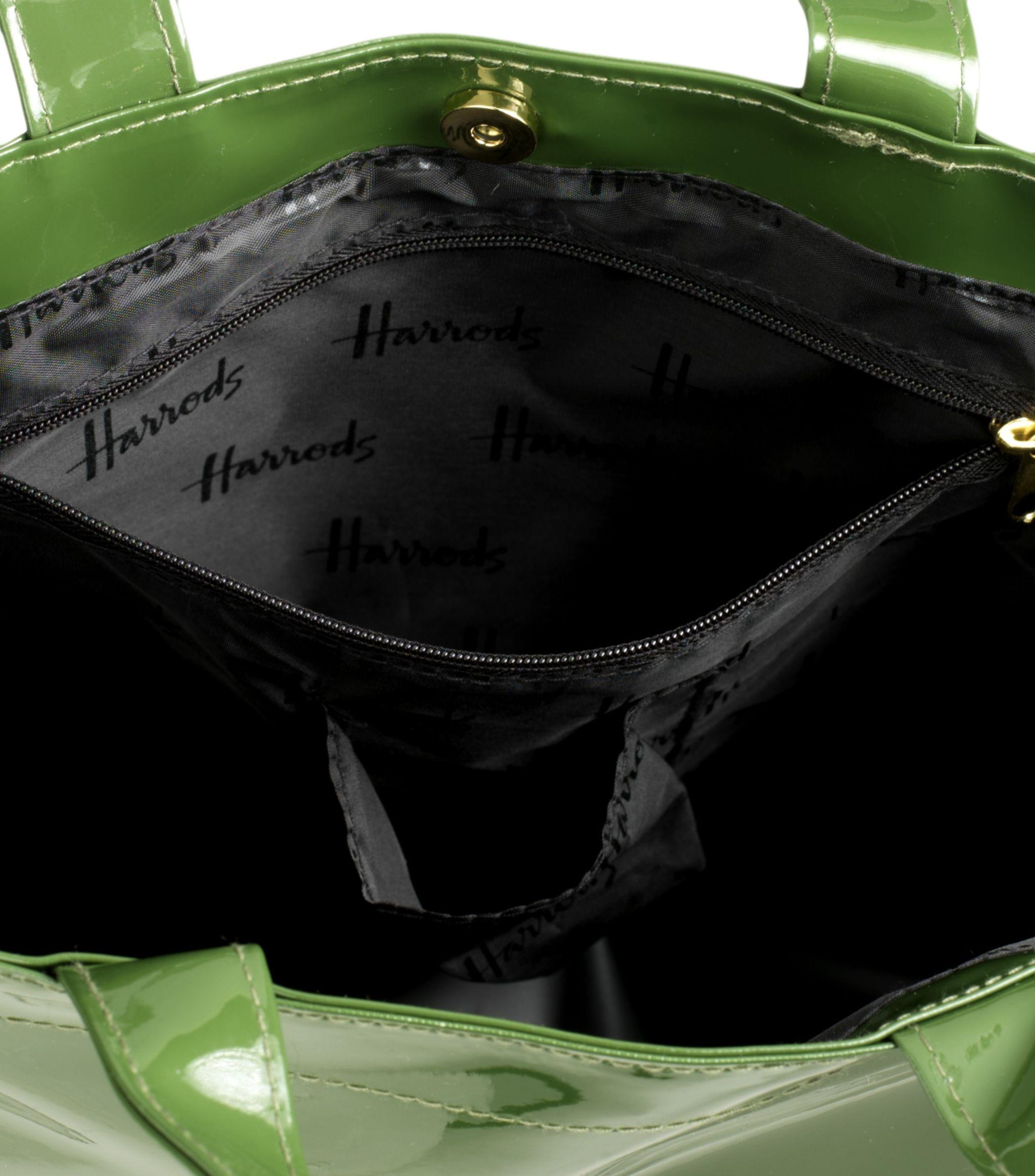 Harrods Medium Leather Kensington Tote Bag, Green