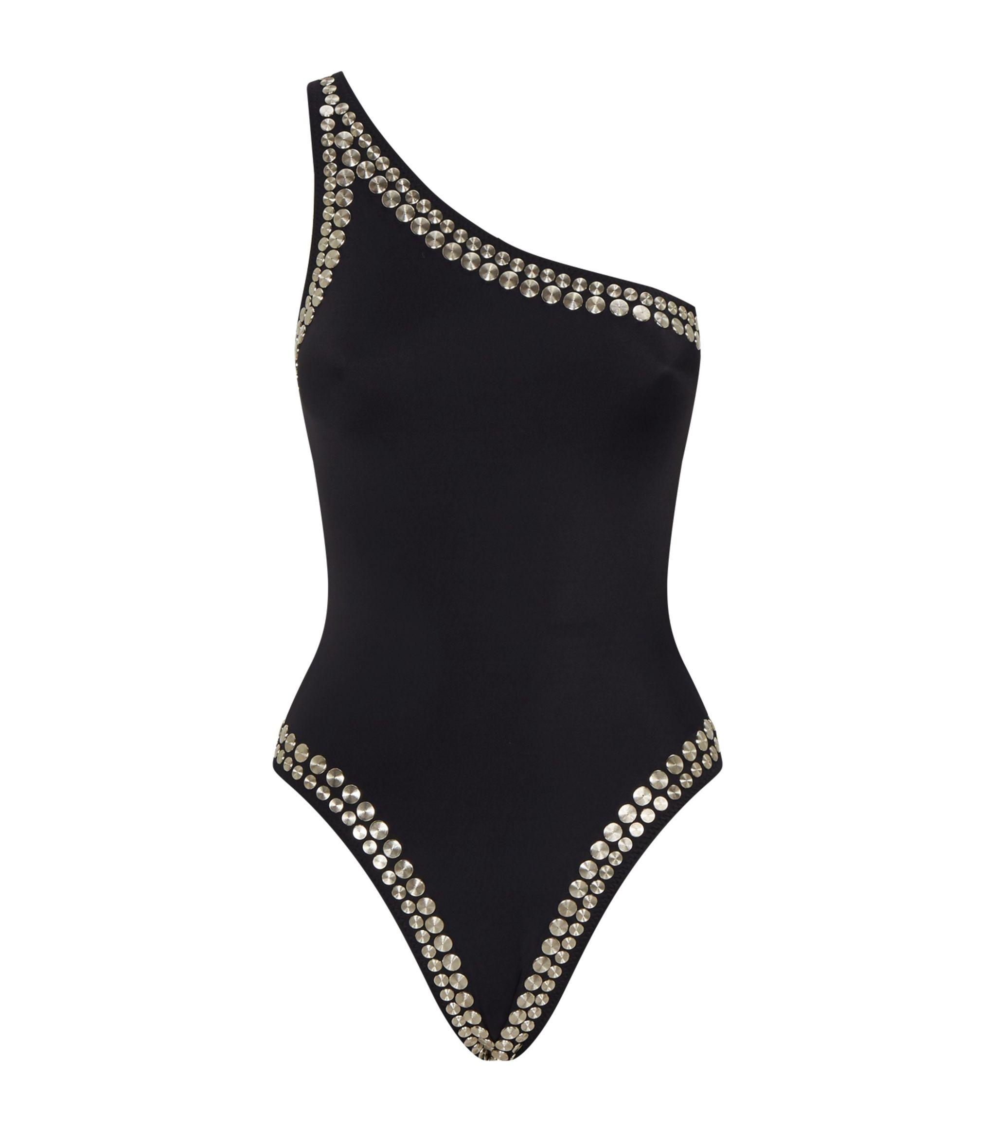 Norma Kamali Synthetic Studded One Shoulder Swimsuit in Black - Save 43 ...