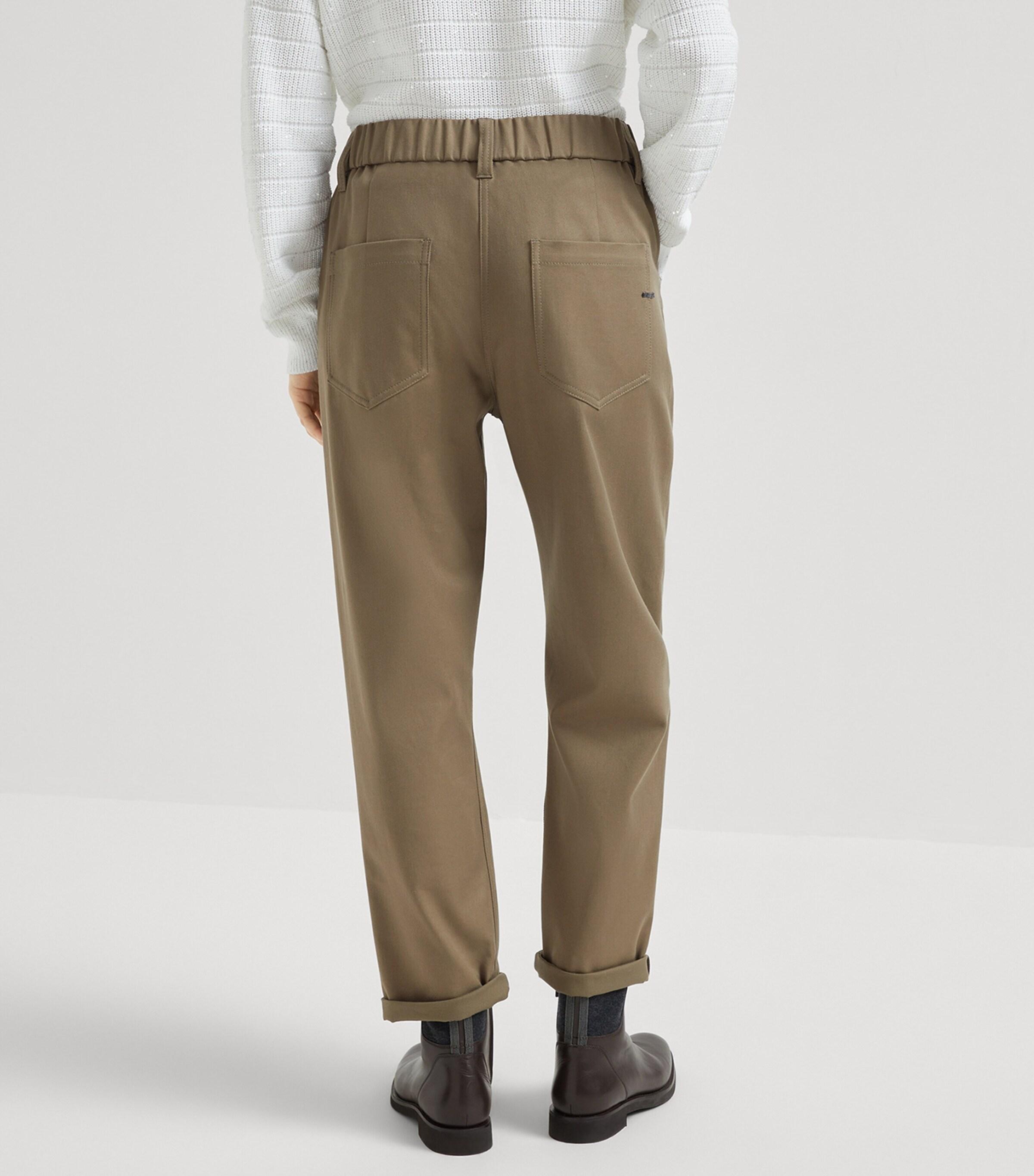 パンツ Brunello Cucinelli Brown Linen Blend Trousers With Elastic Brunello Cucinelli - Brown Raffia Linen Wide Leg Split Cuff Pant