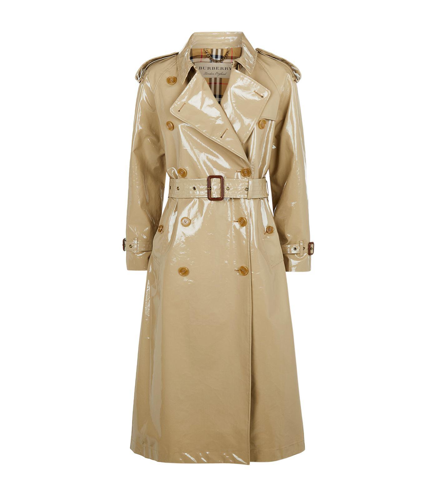 Burberry Eastheath Laminated Trench Coat in Yellow | Lyst Canada