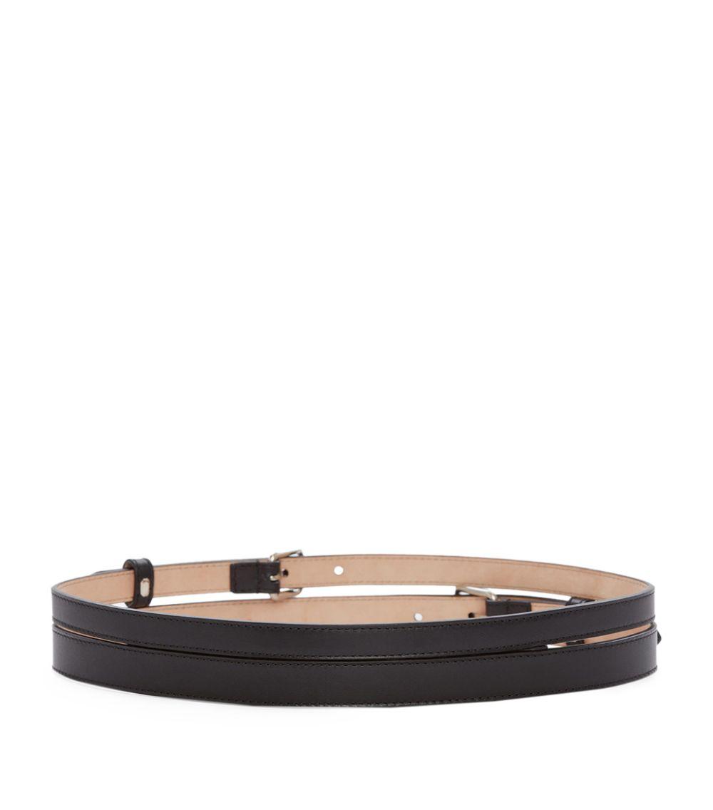 Alexander McQueen Thin Double Leather Belt in Black - Save 30% - Lyst