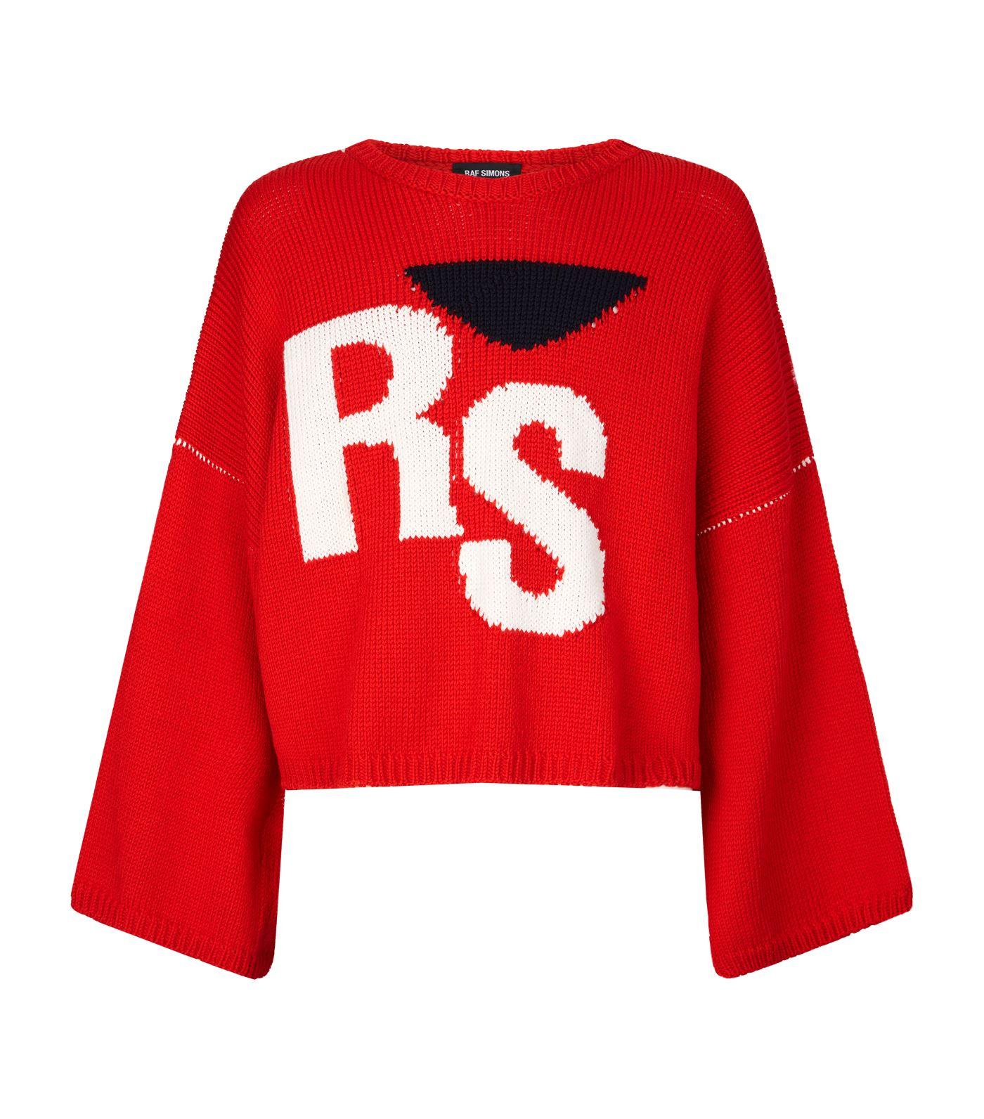 Raf Simons Wool Knitted Sweater in Red for Men | Lyst