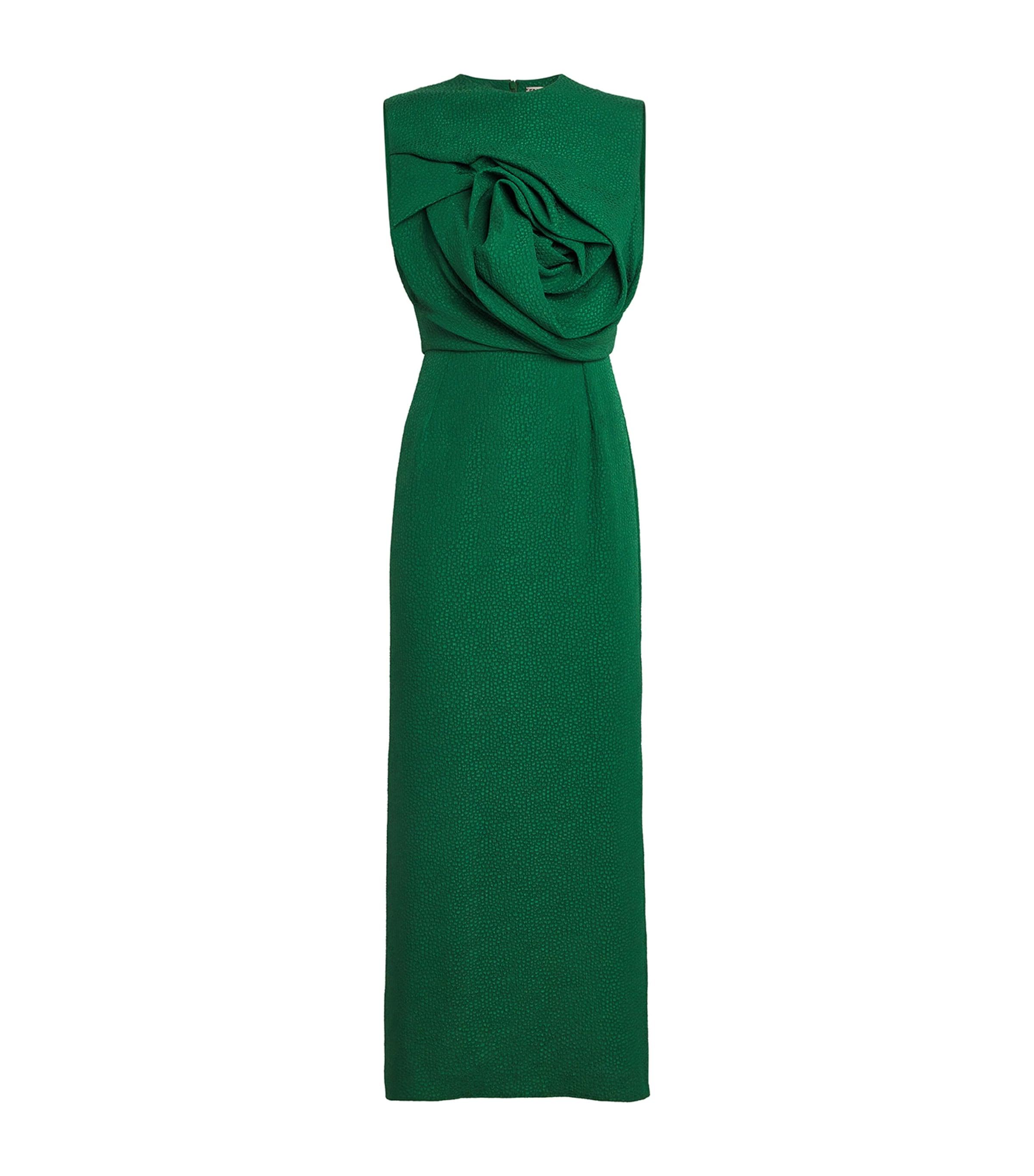 Edeline Lee Bubble Jacquard Aphrodite Midi Dress in Green | Lyst