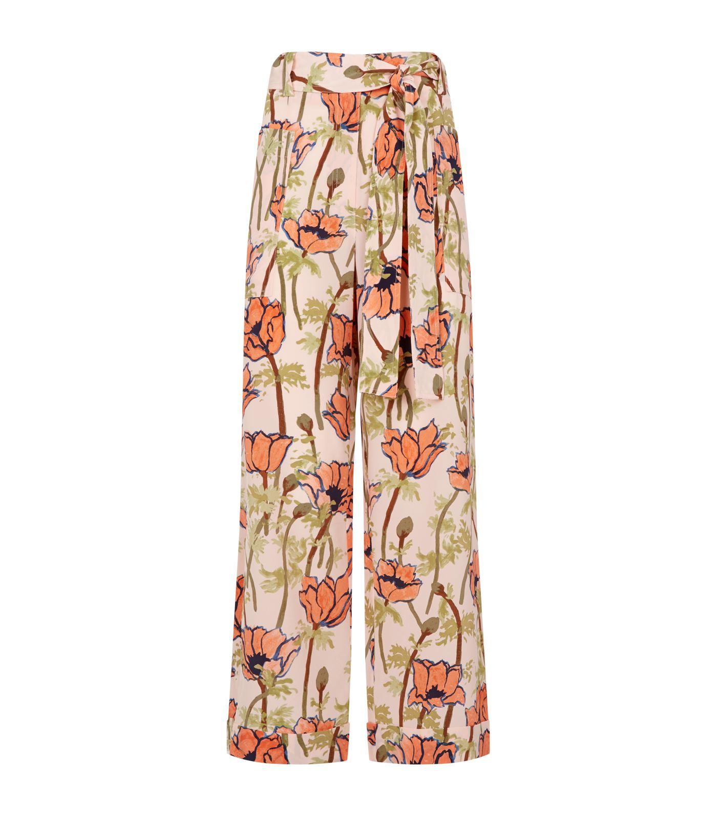 Tory Burch Floral Silk Cargo Trousers in Pink - Lyst