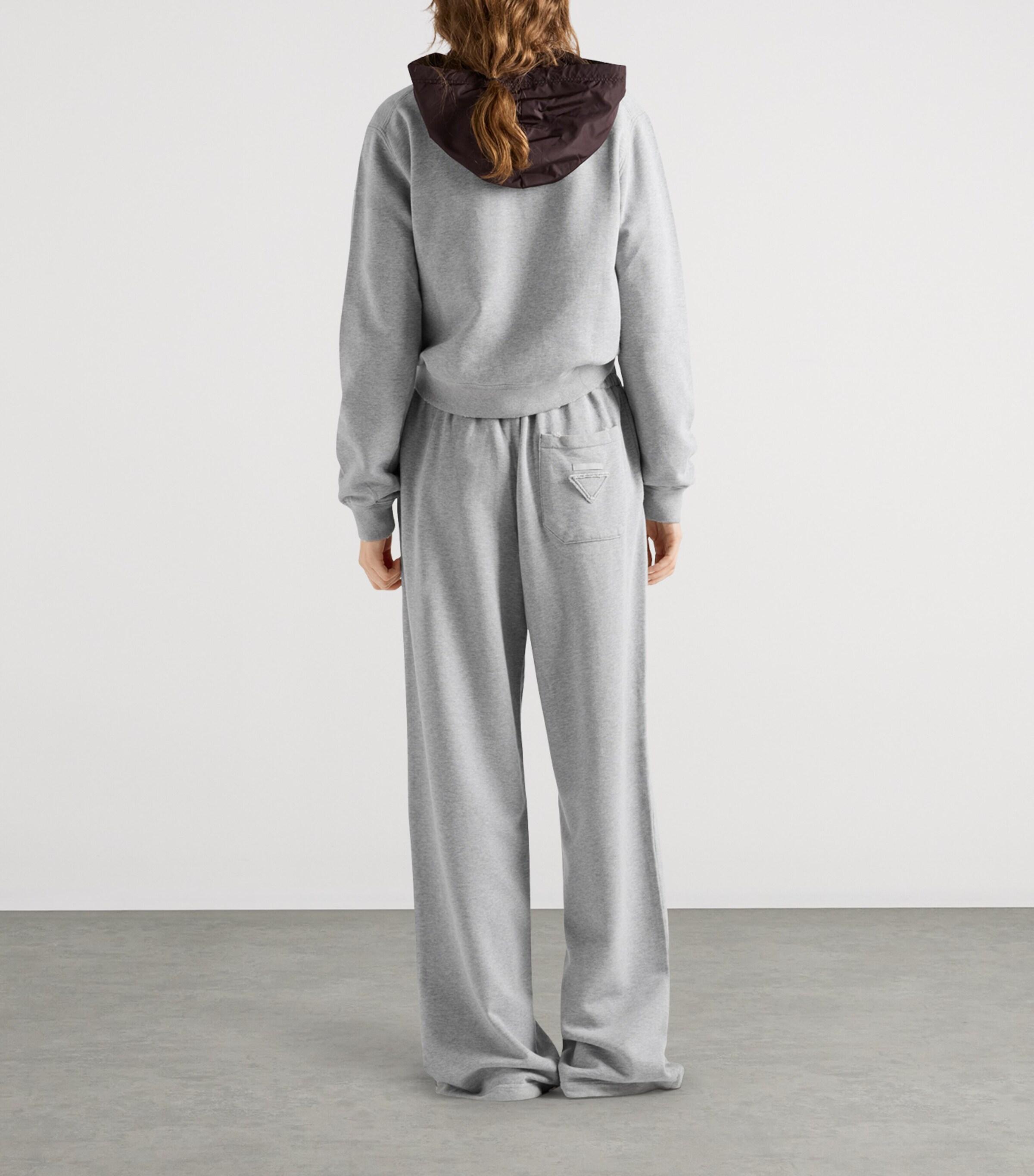 Track Pants Prada Joggers Womens Grey Cotton Fleece Joggers PRADA
