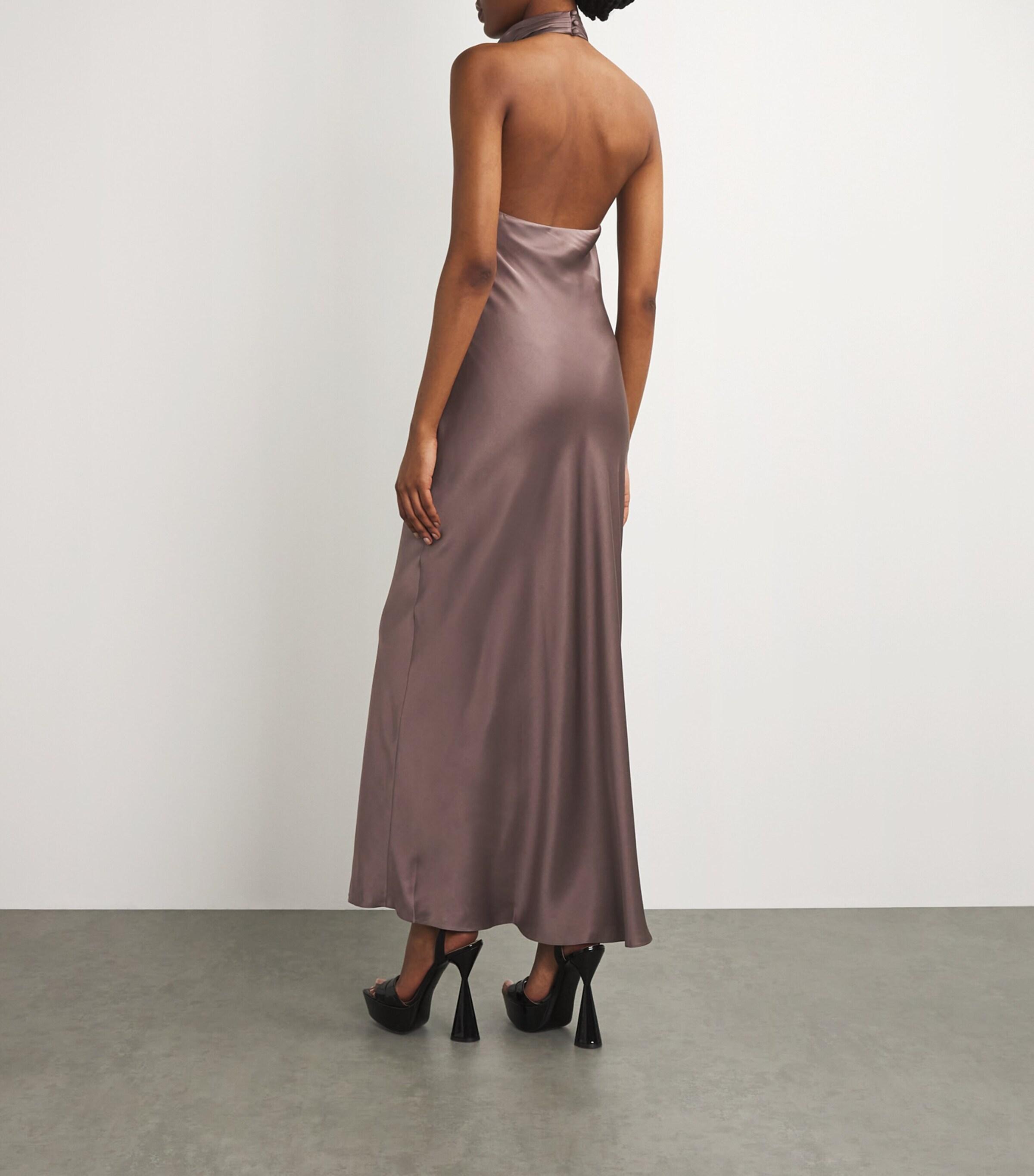 brown maxi evening dress Pia Off the Shoulder Maxi Dress