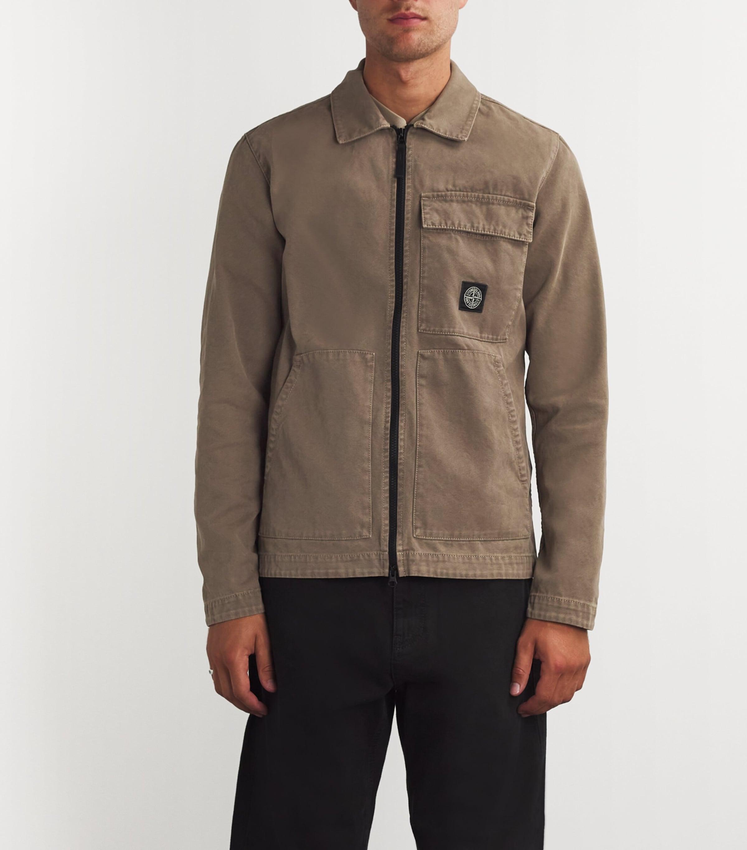 Stone Island Cotton Zip-Up Jacket in Brown for Men | Lyst