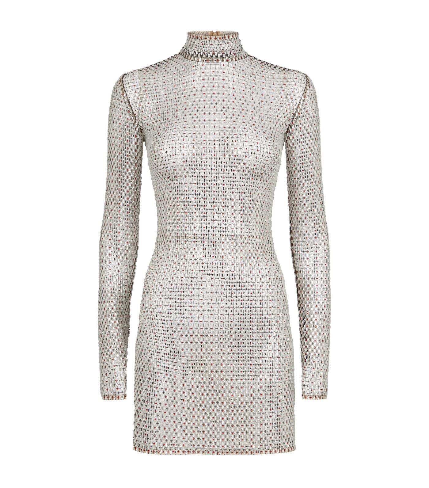 Alessandra Rich Crystal Net Mini Dress ...