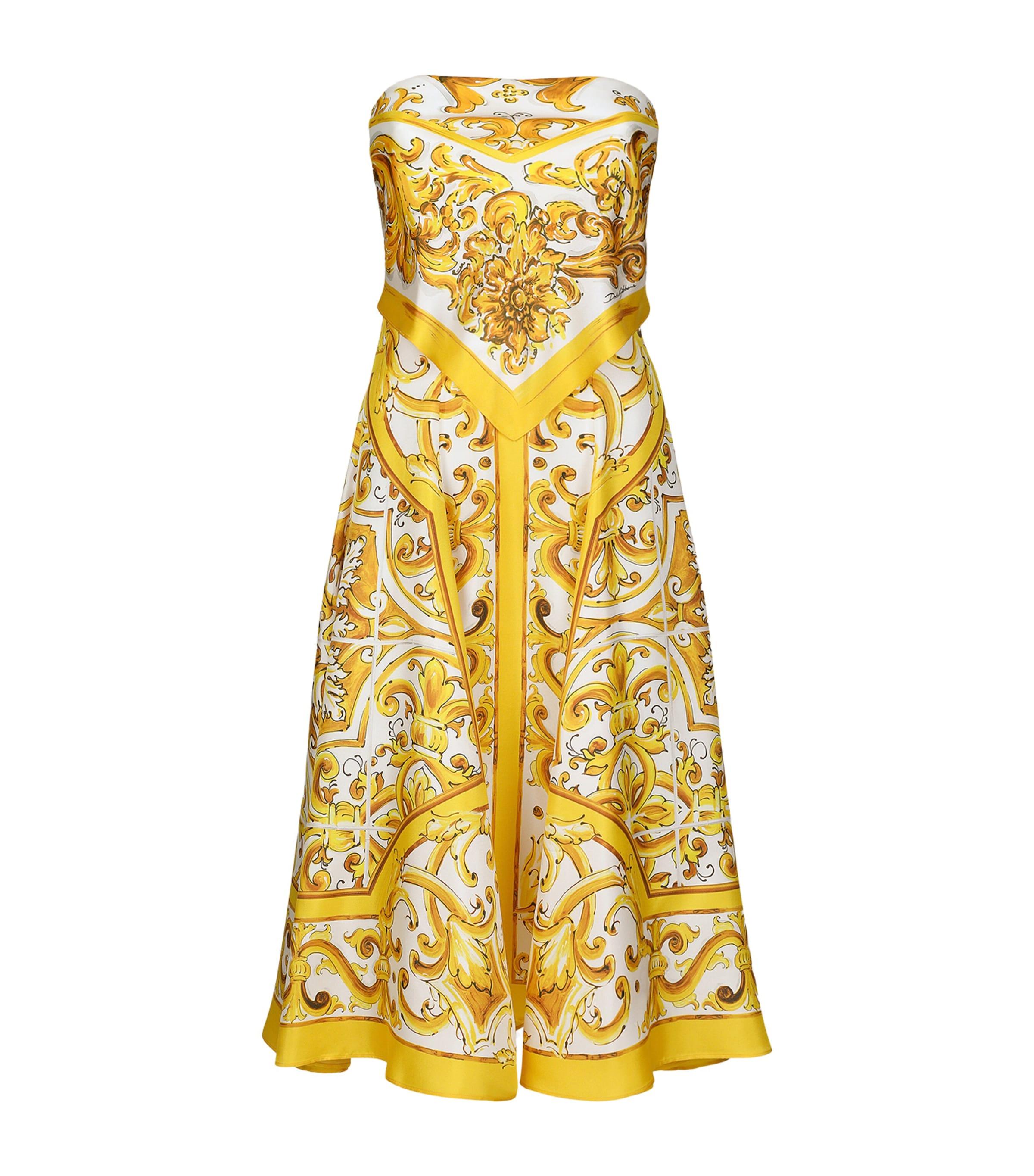 dolce and gabbana yellow dress & Silk Long Sleeves Sheath Midi round neck Dolce & Gabbana Yellow One