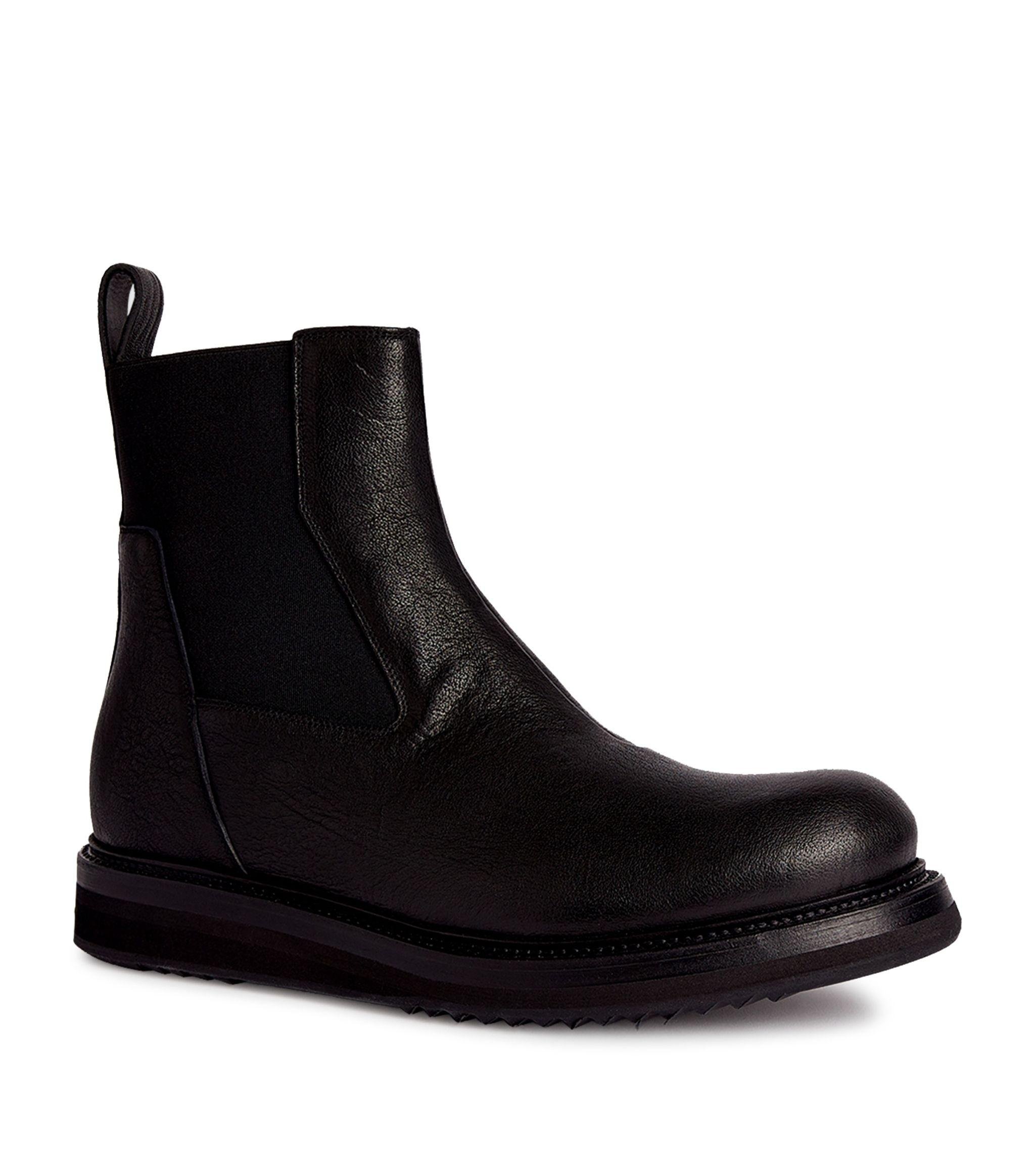 Rick Owens Leather Chelsea Boots in Black for Men - Lyst