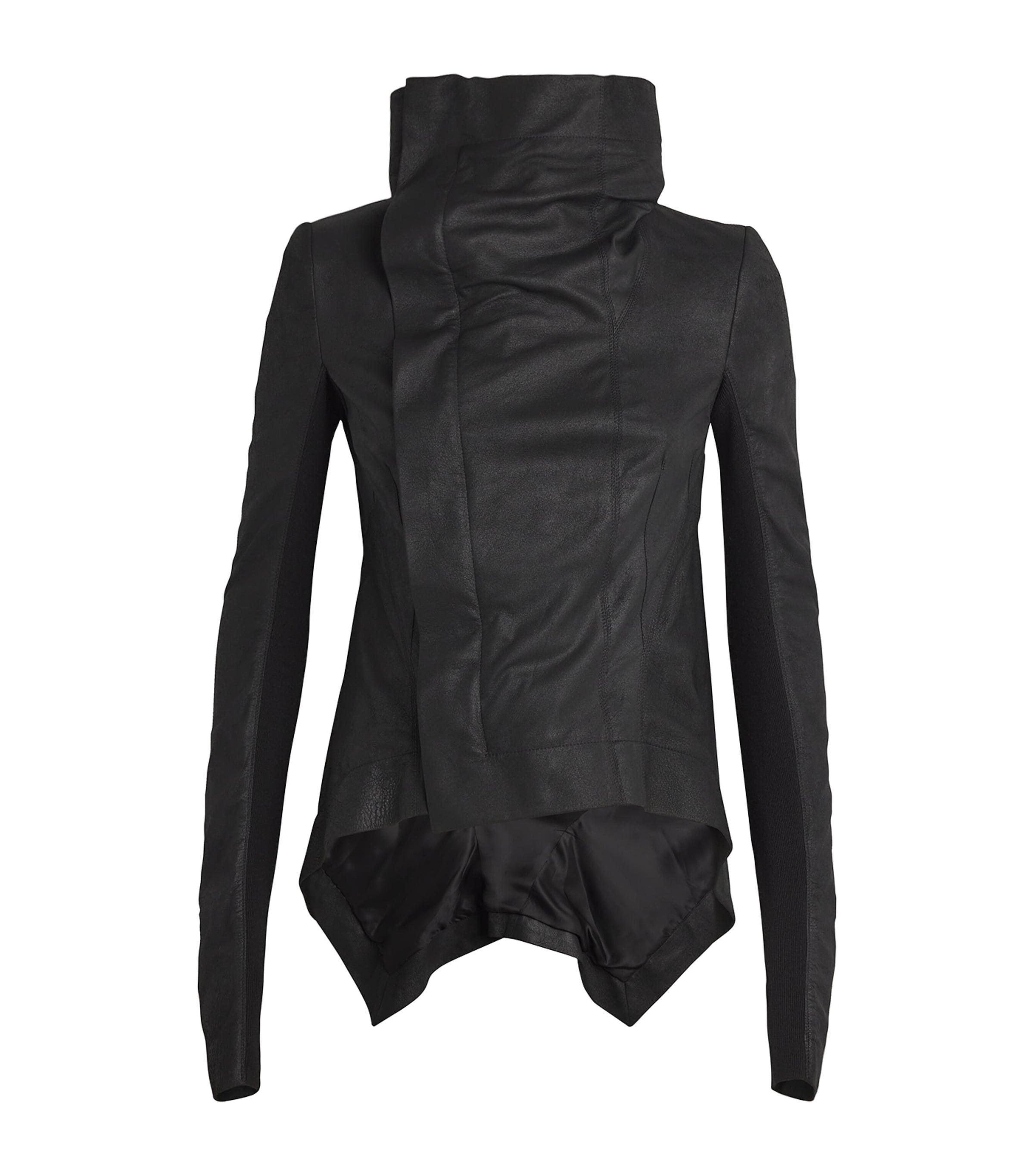 Designer Rick Owens Asymmetric Leather Jackets for Women