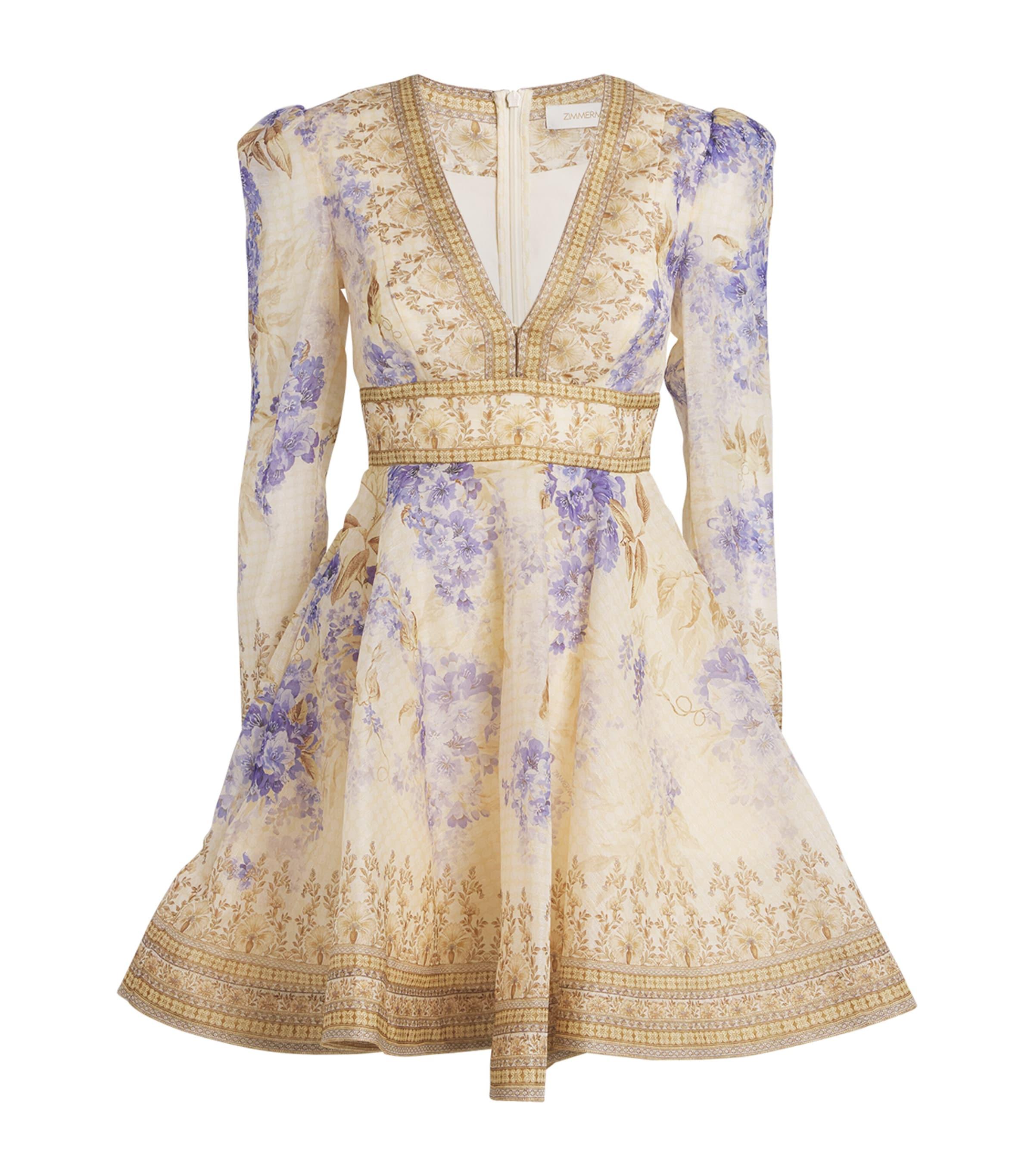 【Zimmermann】Dawning linen and silk minidress Zimmermann Linen-Silk Dawning Mini Dress in Natural | Lyst