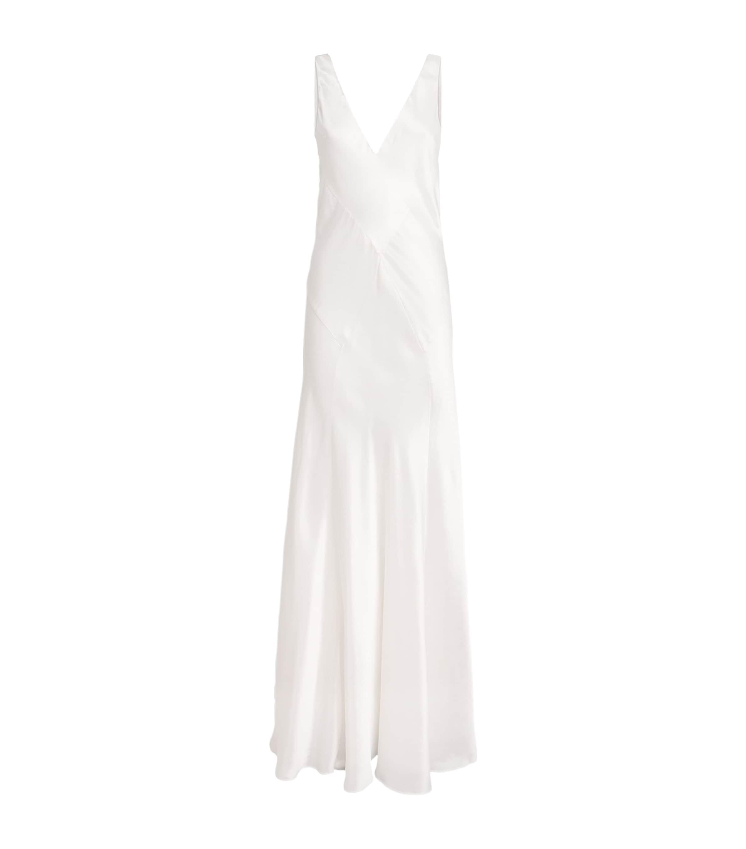 Olivia Von Halle Silk Paloma Slip Maxi Dress in White | Lyst