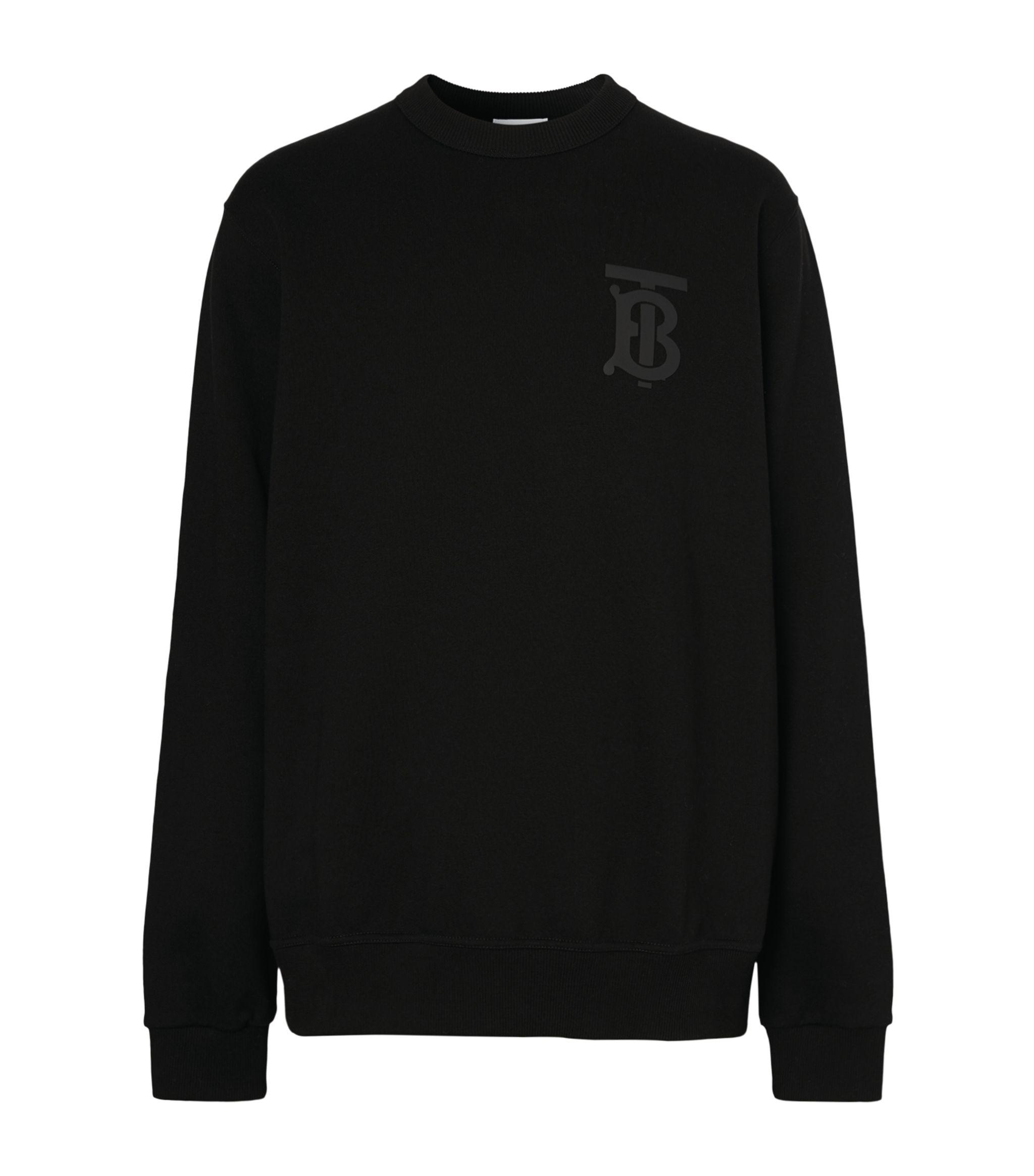 Burberry Cotton Tonal Tb Monogram Sweatshirt in Black for Men - Lyst