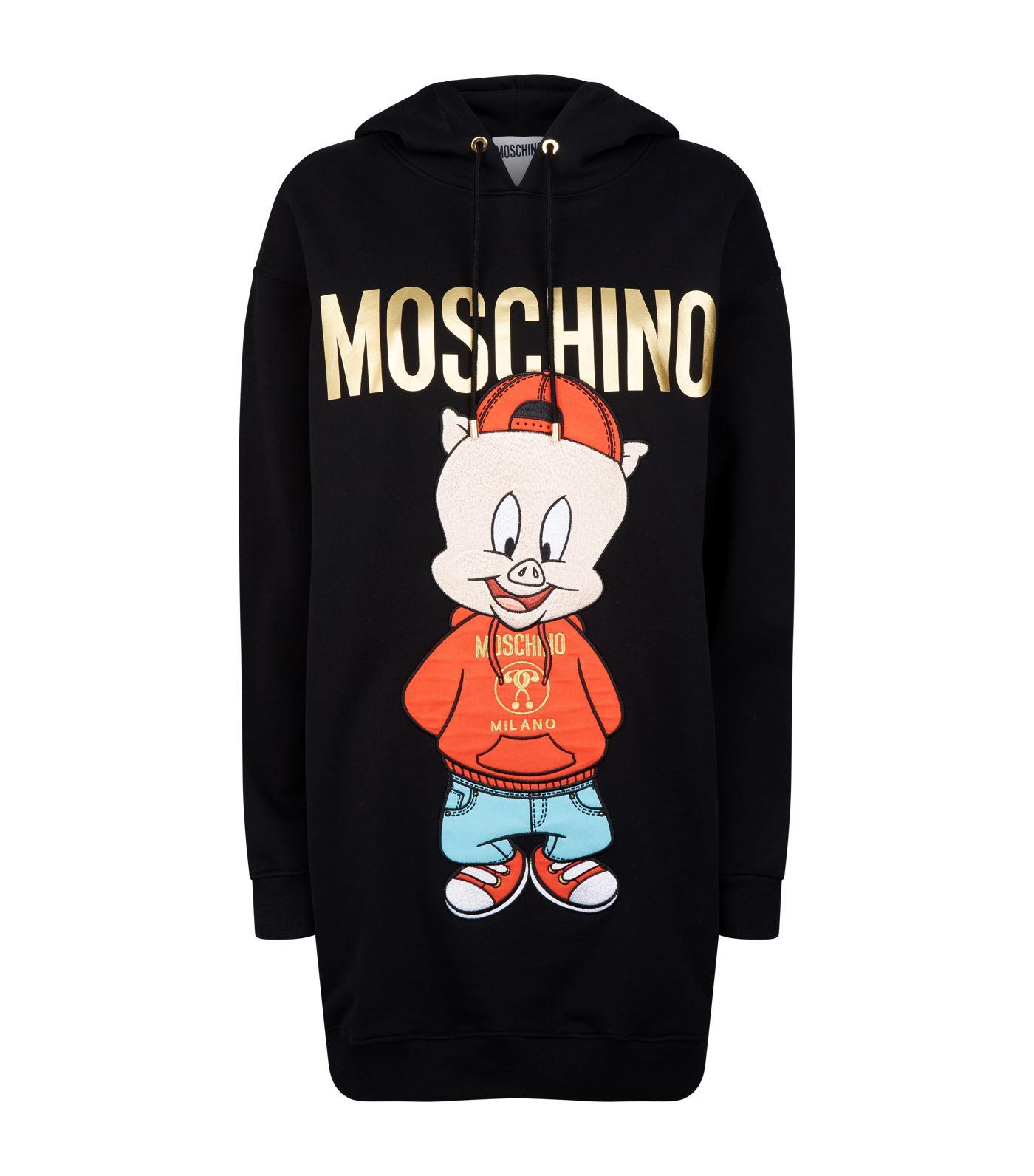 Moschino Cotton Pig Print Hooded 