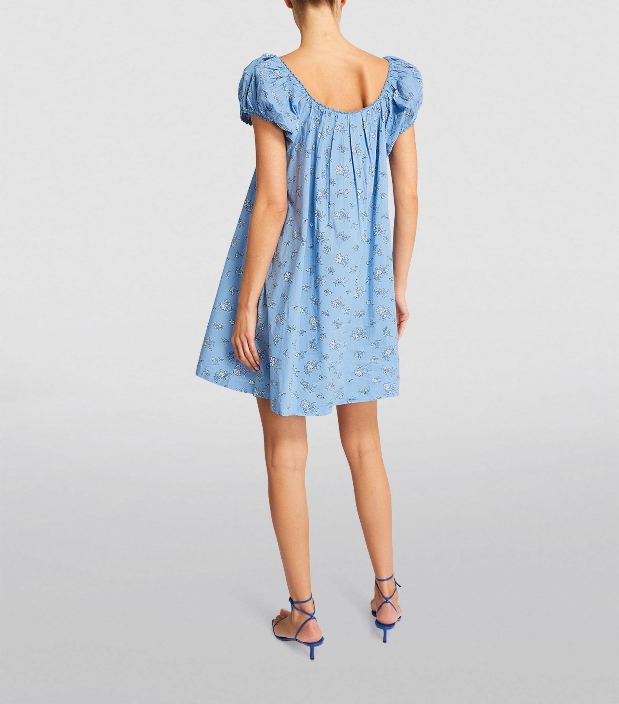 Doen + Net Sustain Julie Floral-print Organic Cotton-poplin Mini Dress in Blue | Lyst Doen + Net Sustain Julie Floral-print Organic Cotton-poplin Mini Dress in Blue | Lyst