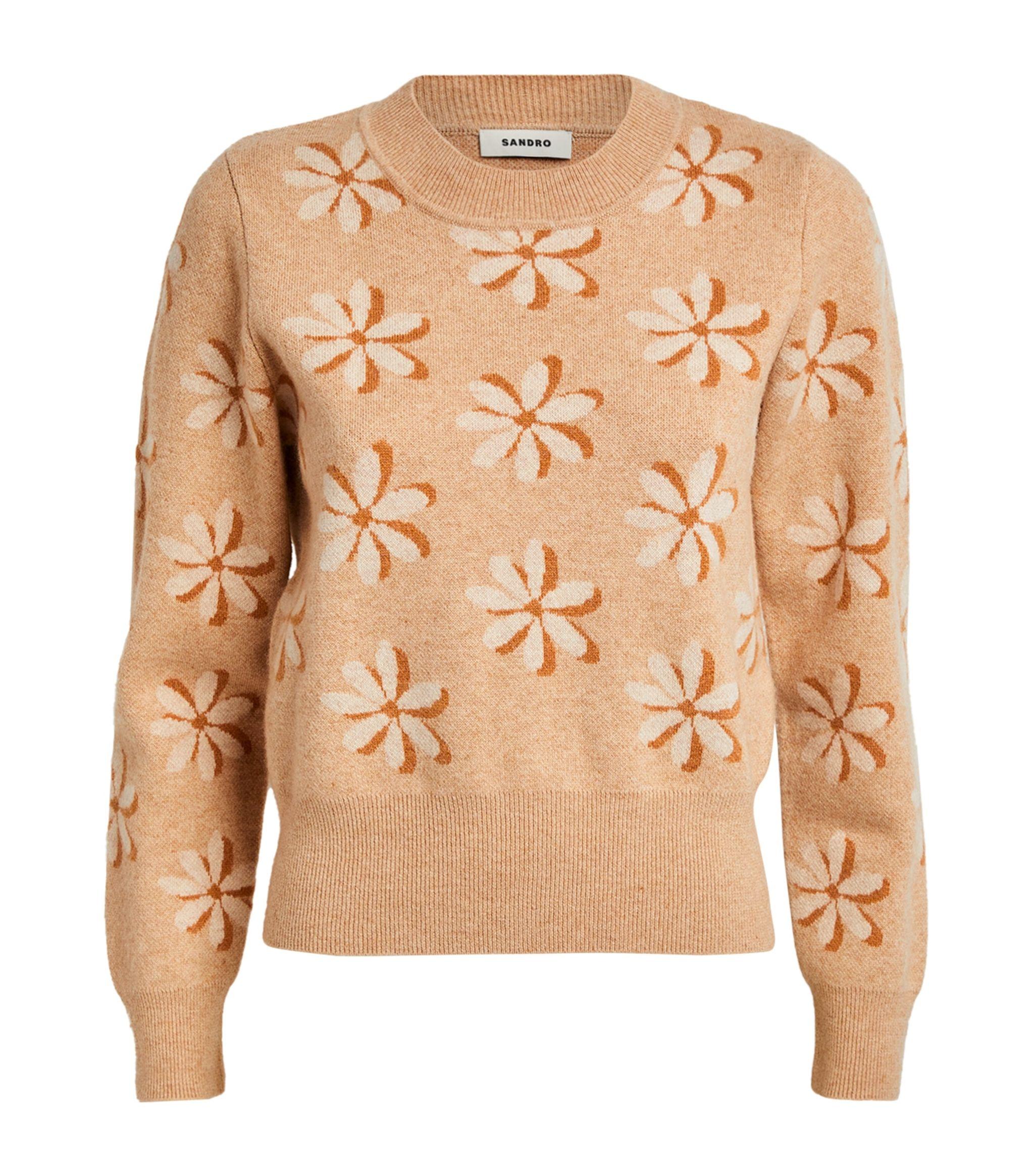 Sandro Woolcashmere Floral Sweater in Natural Lyst