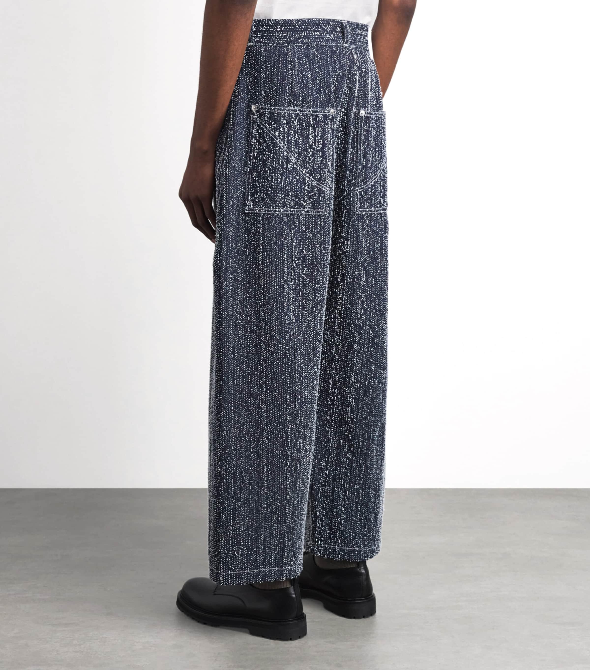 SAGE NATION Denim Speckled Box-Pleat Trousers in Blue for Men | Lyst