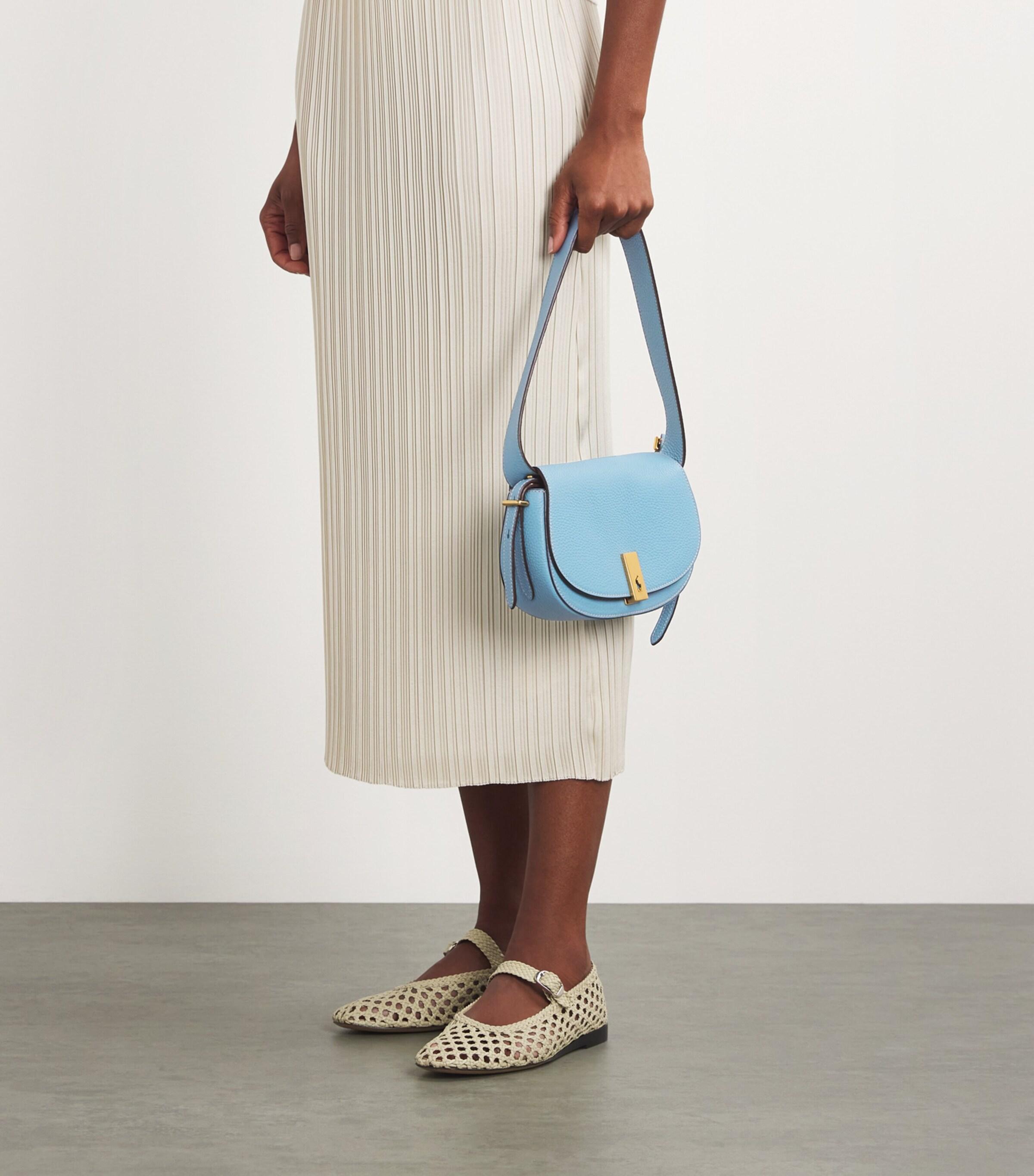 Polo Ralph Lauren Mini Leather Polo Id Saddle Bag in Blue | Lyst
