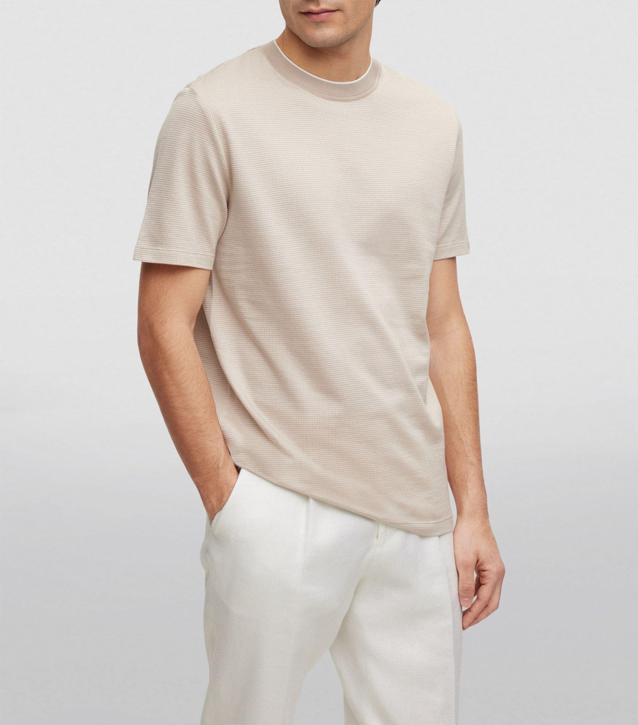 BOSS by HUGO BOSS Cotton-silk T-shirt in White for Men | Lyst
