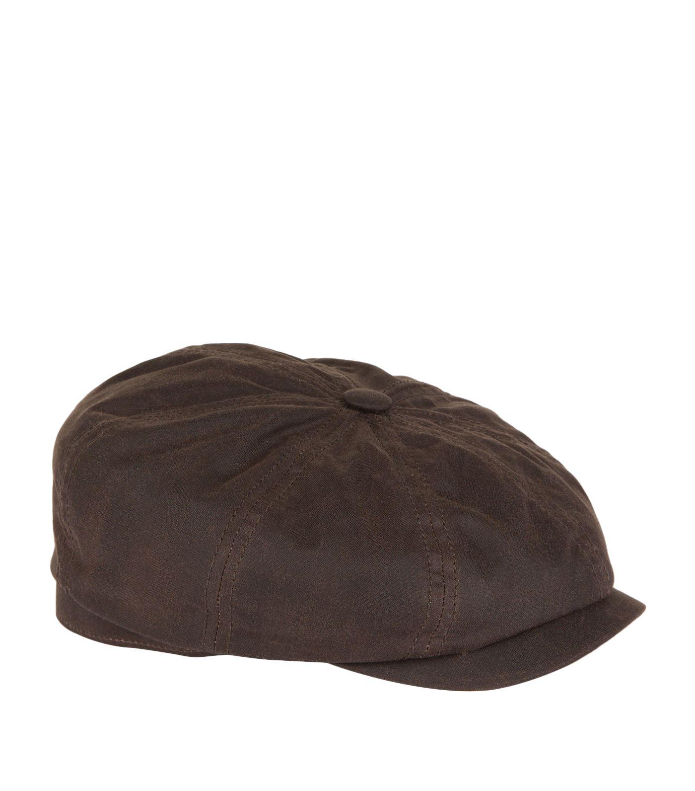 Stetson Hatteras Waxed Cotton Flat Cap in Brown for Men Lyst