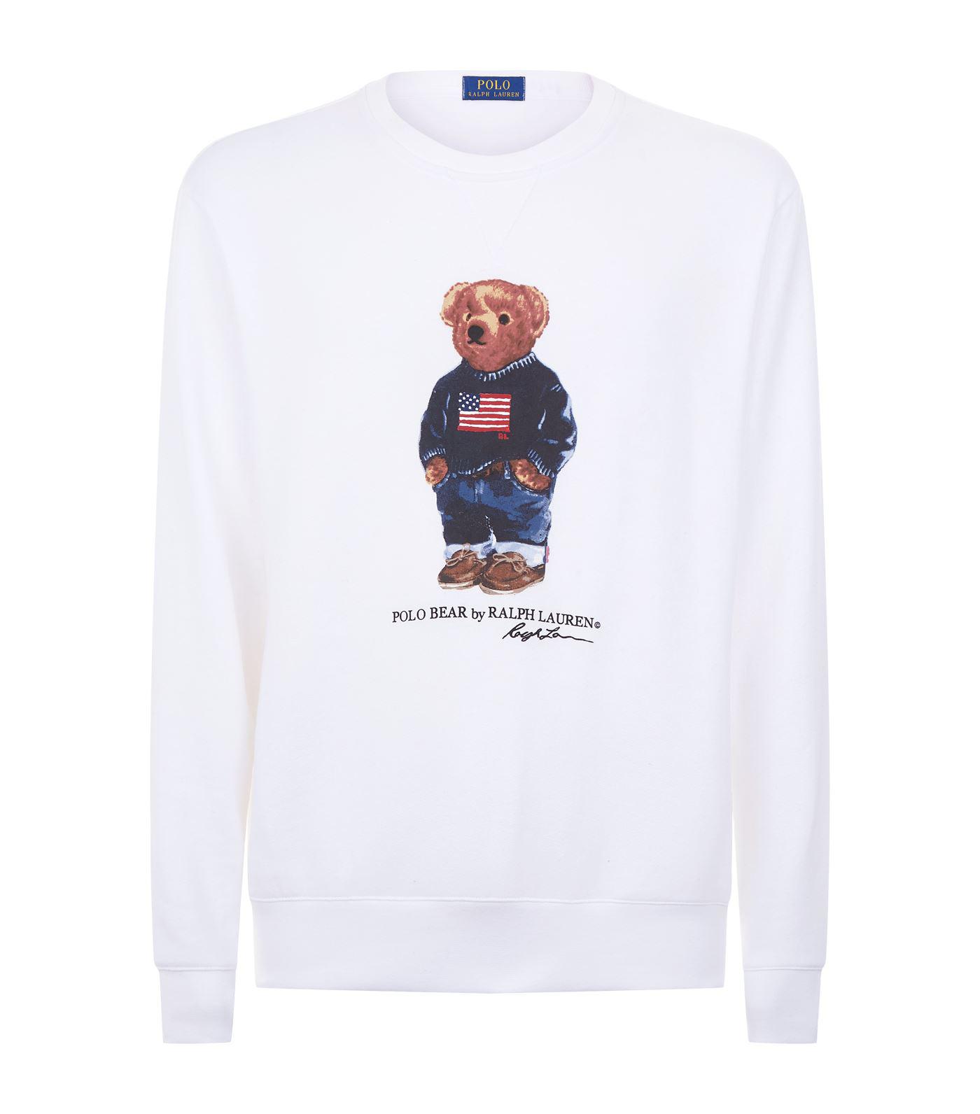 Polo Ralph Lauren Denim Polo Bear Printed Sweatshirt in White for Men - Lyst