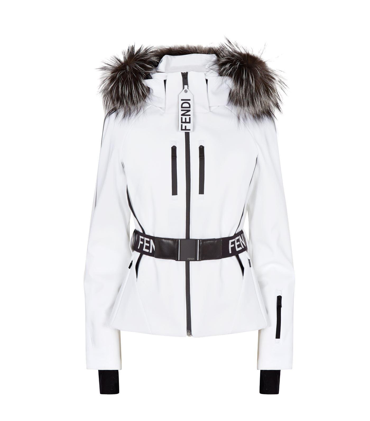 Fendi Belted Ski Jacket in White | Lyst