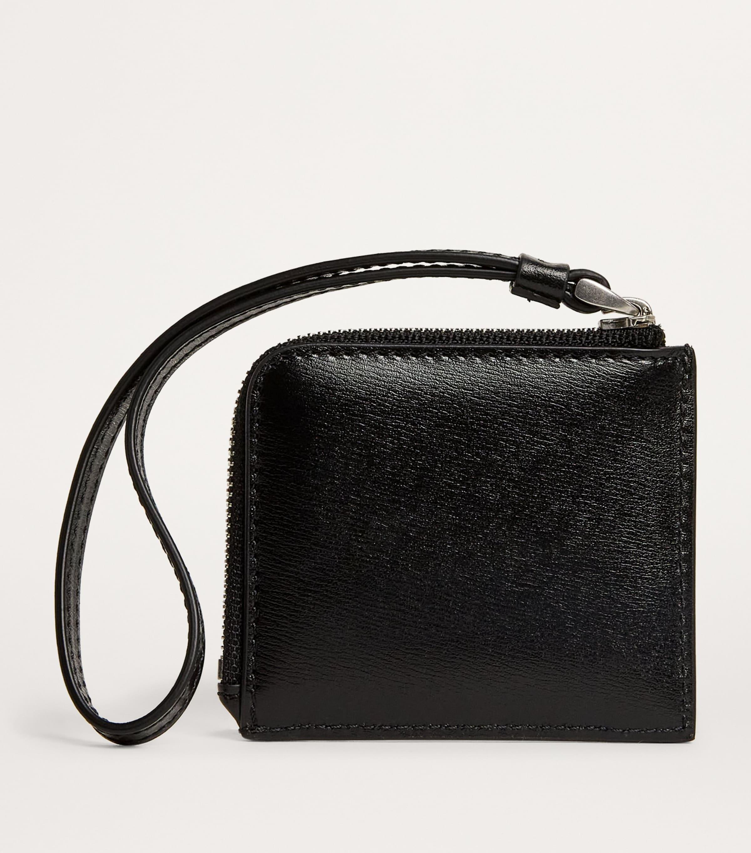 Ami Paris Mini Leather Ami De Coeur Coin Pouch in Black for