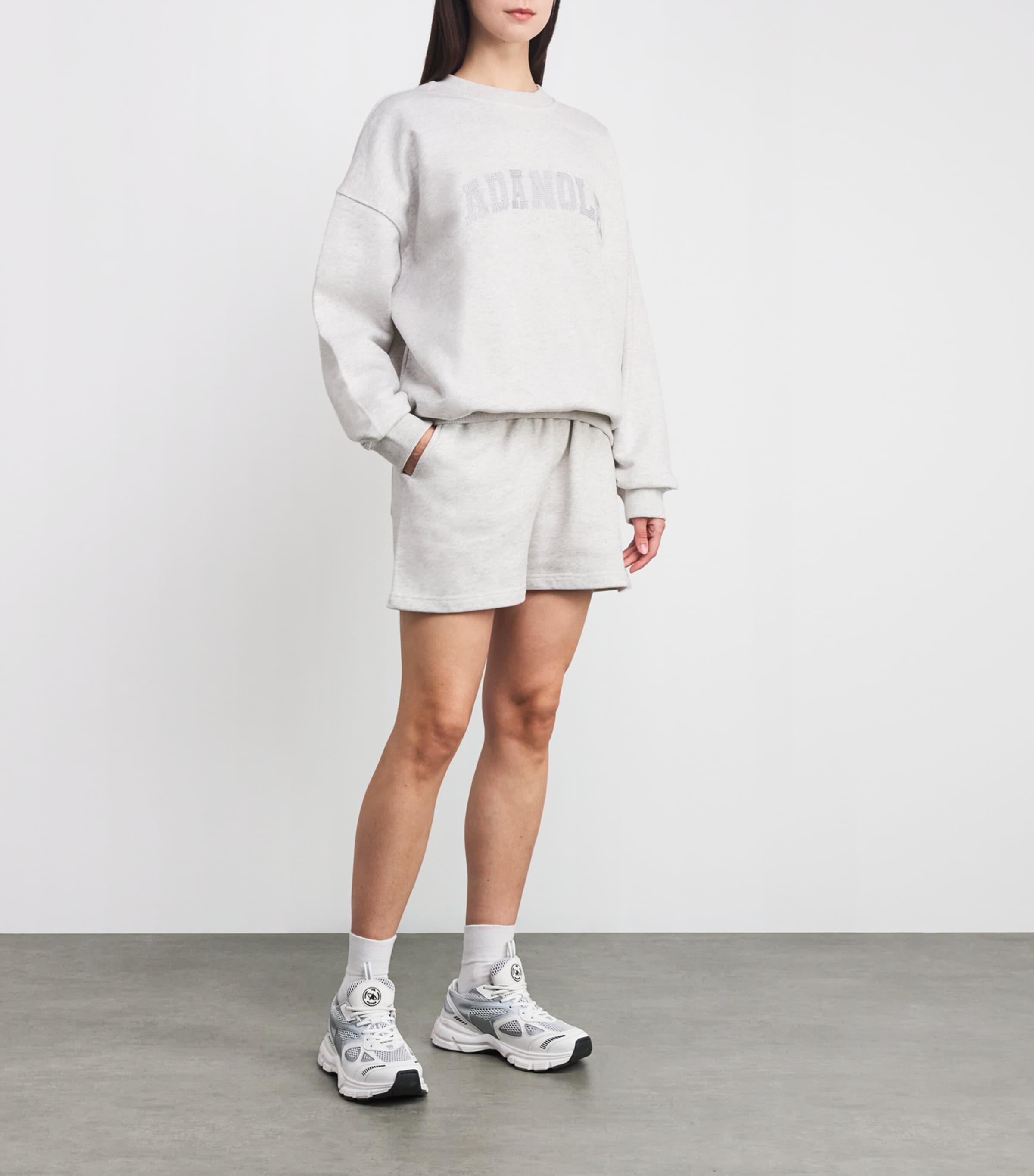 ADANOLA Organic Cotton Varsity Sweat Shorts in White | Lyst