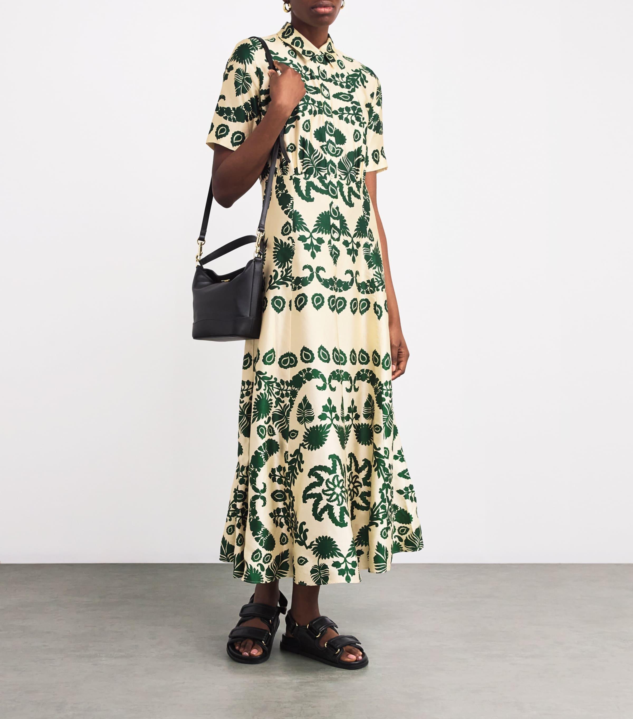 sandro green floral dress Sandro Floral Print Gathered Dress main image 0