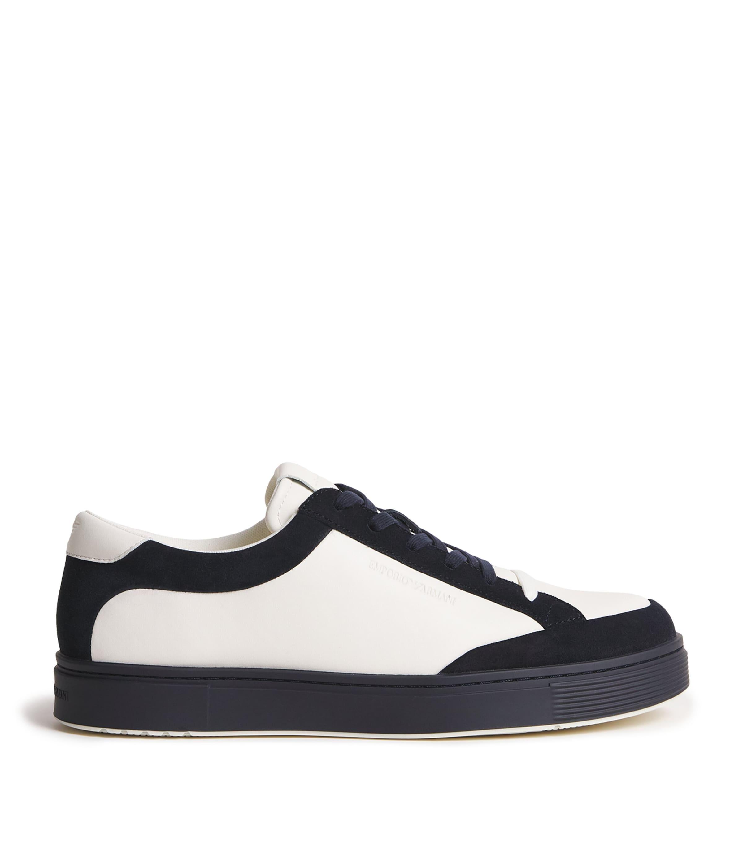Emporio Armani Leather Suede-Detail Sneakers in Blue for Men | Lyst