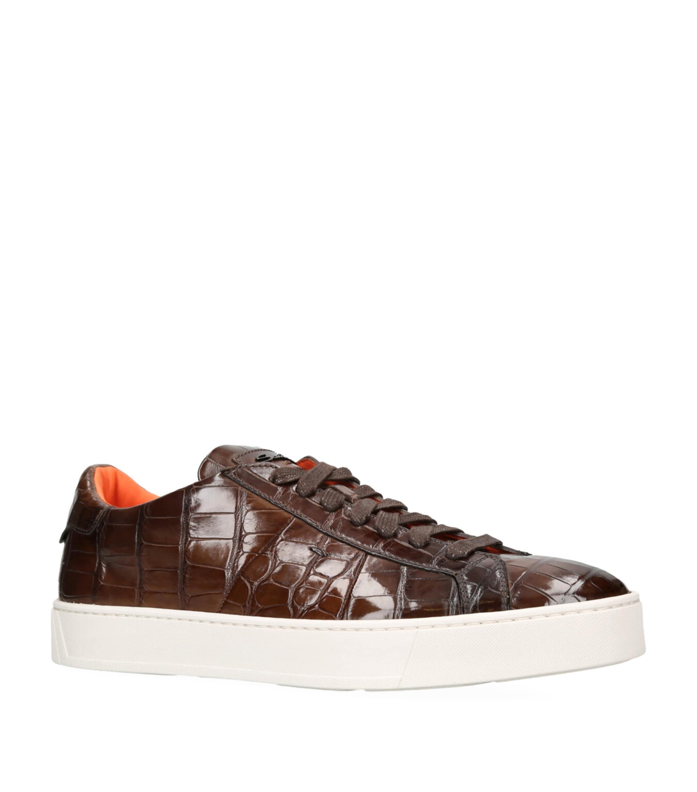 Santoni Crocodile Leather Gloria Sneakers in Brown for Men Lyst UK