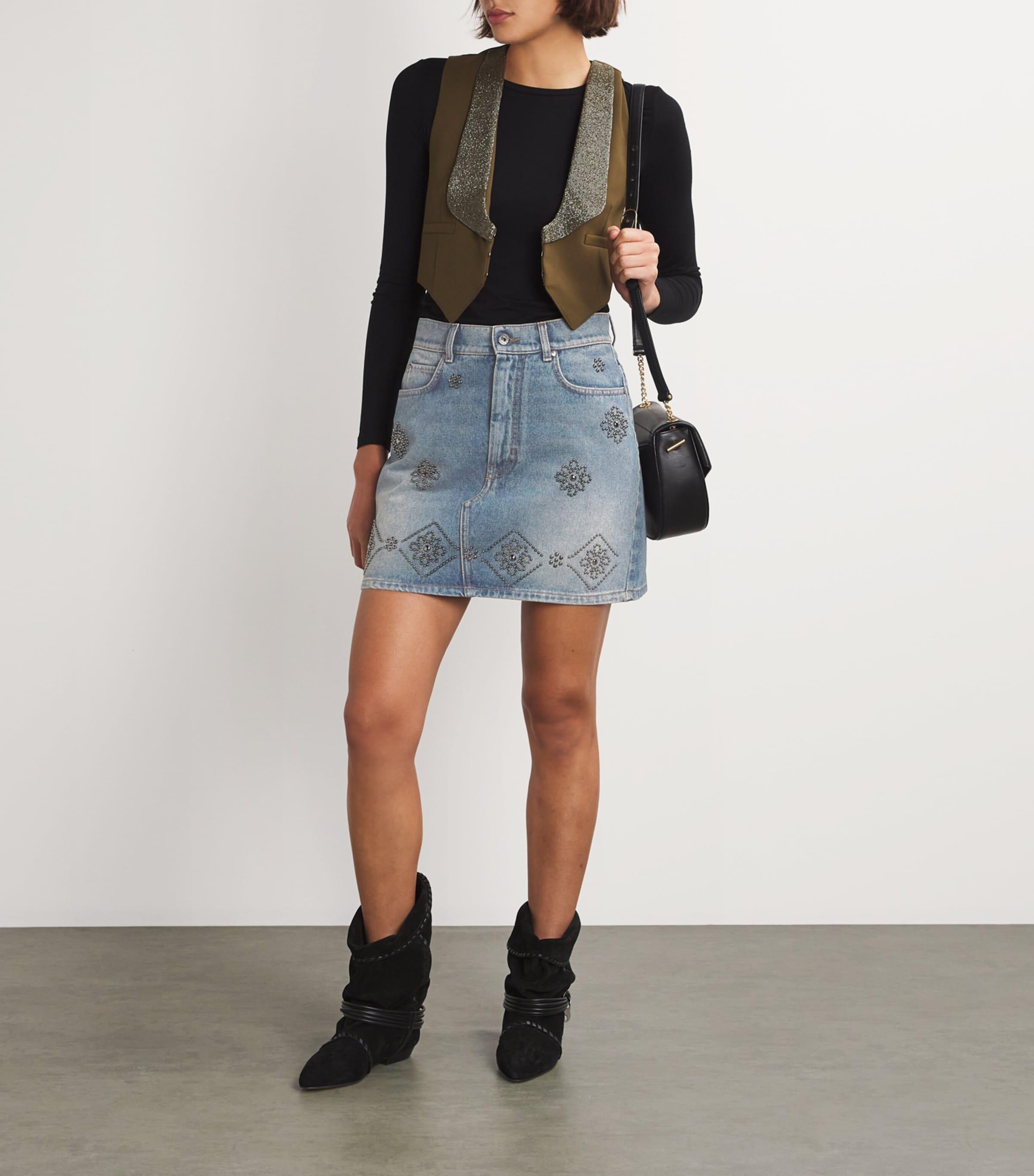 Weekend by Maxmara Denim Studded Mini Skirt in Blue | Lyst
