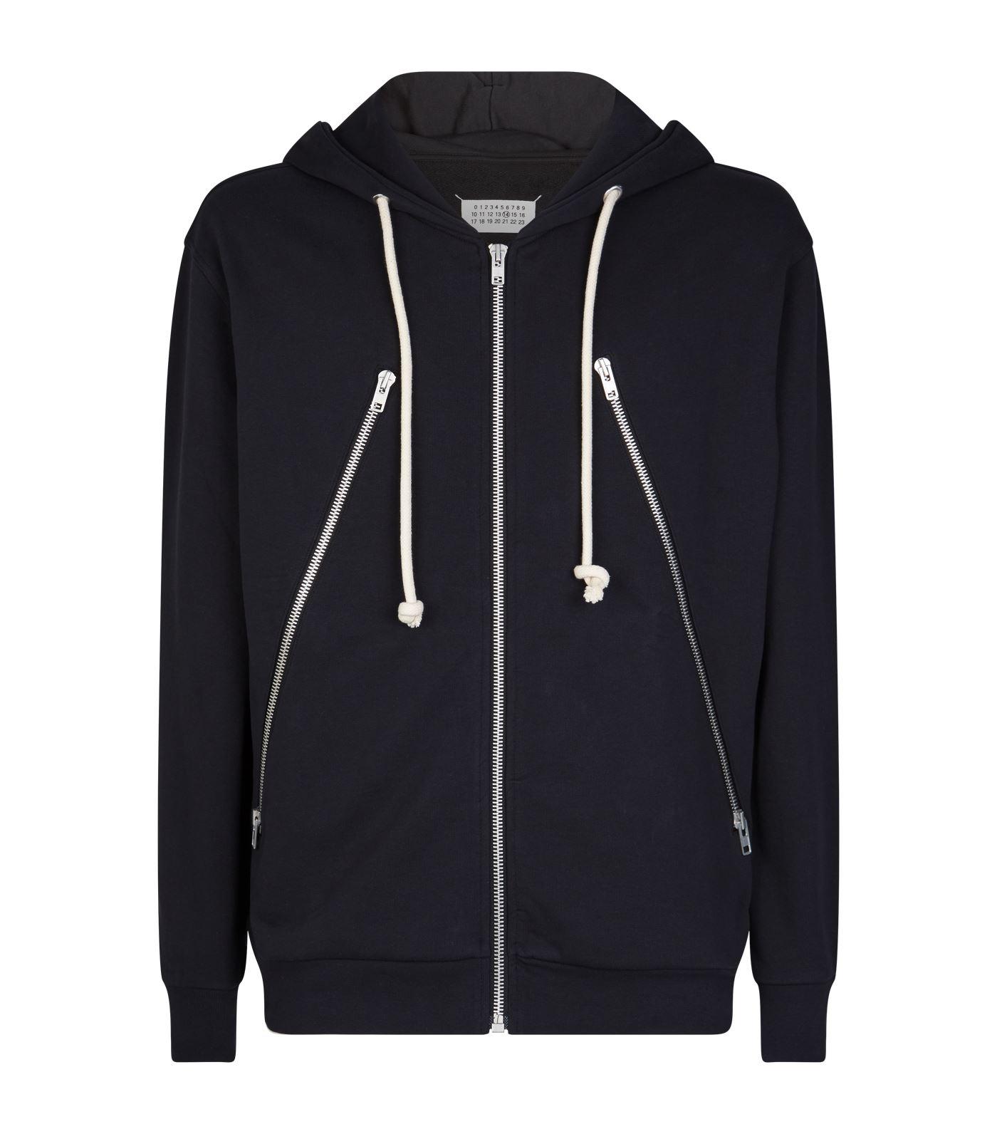 Maison Margiela Zipped Hoodie in Black for Men - Save 66% - Lyst