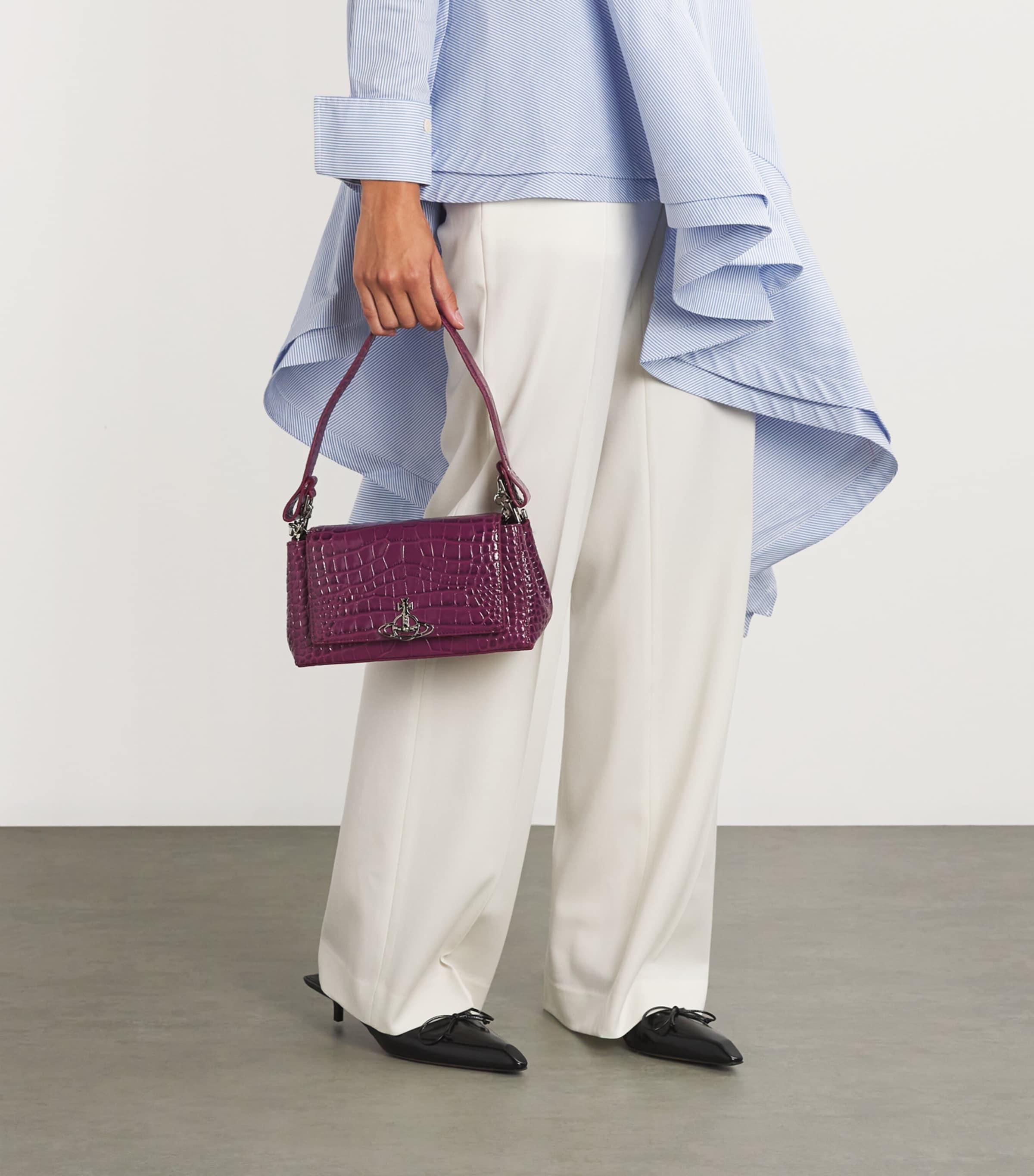 Vivienne Westwood Small Croc-Embossed Hazel Shoulder Bag in