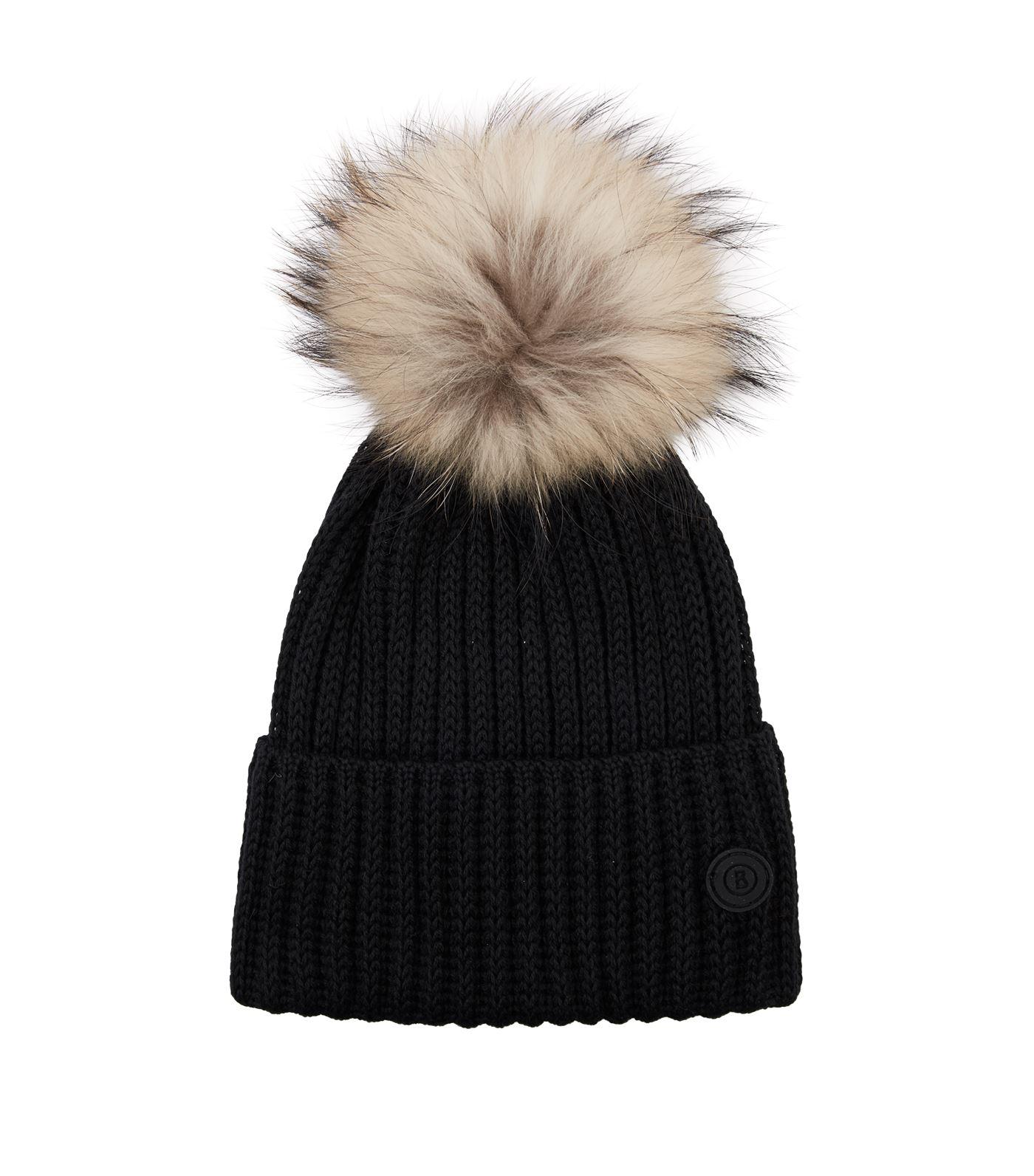 Bogner Fur Pom Pom Hat in Black | Lyst