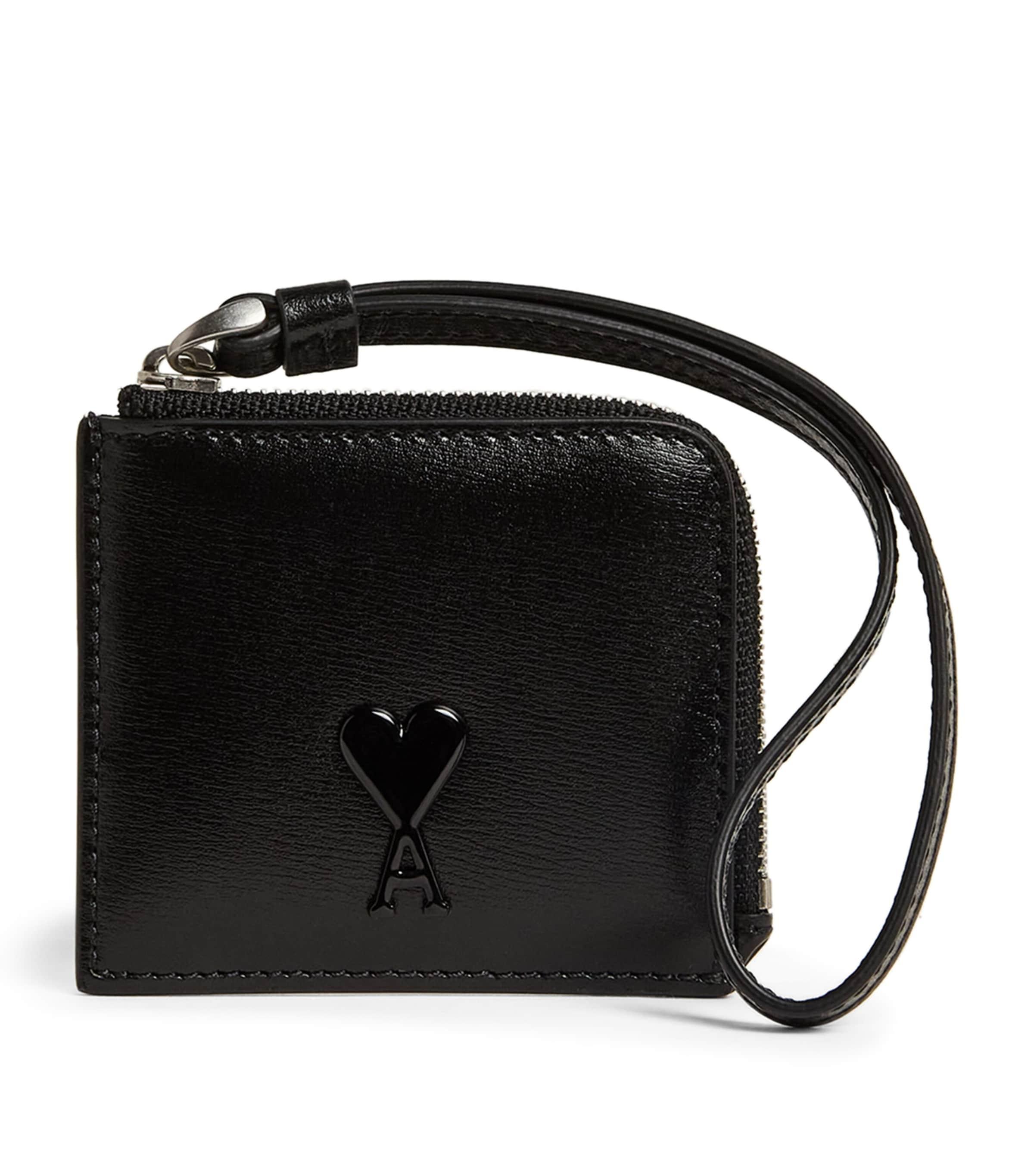 Ami Paris Mini Leather Ami De Coeur Coin Pouch in Black for Ami Paris Mini Leather Ami De Coeur Coin Pouch in Black for