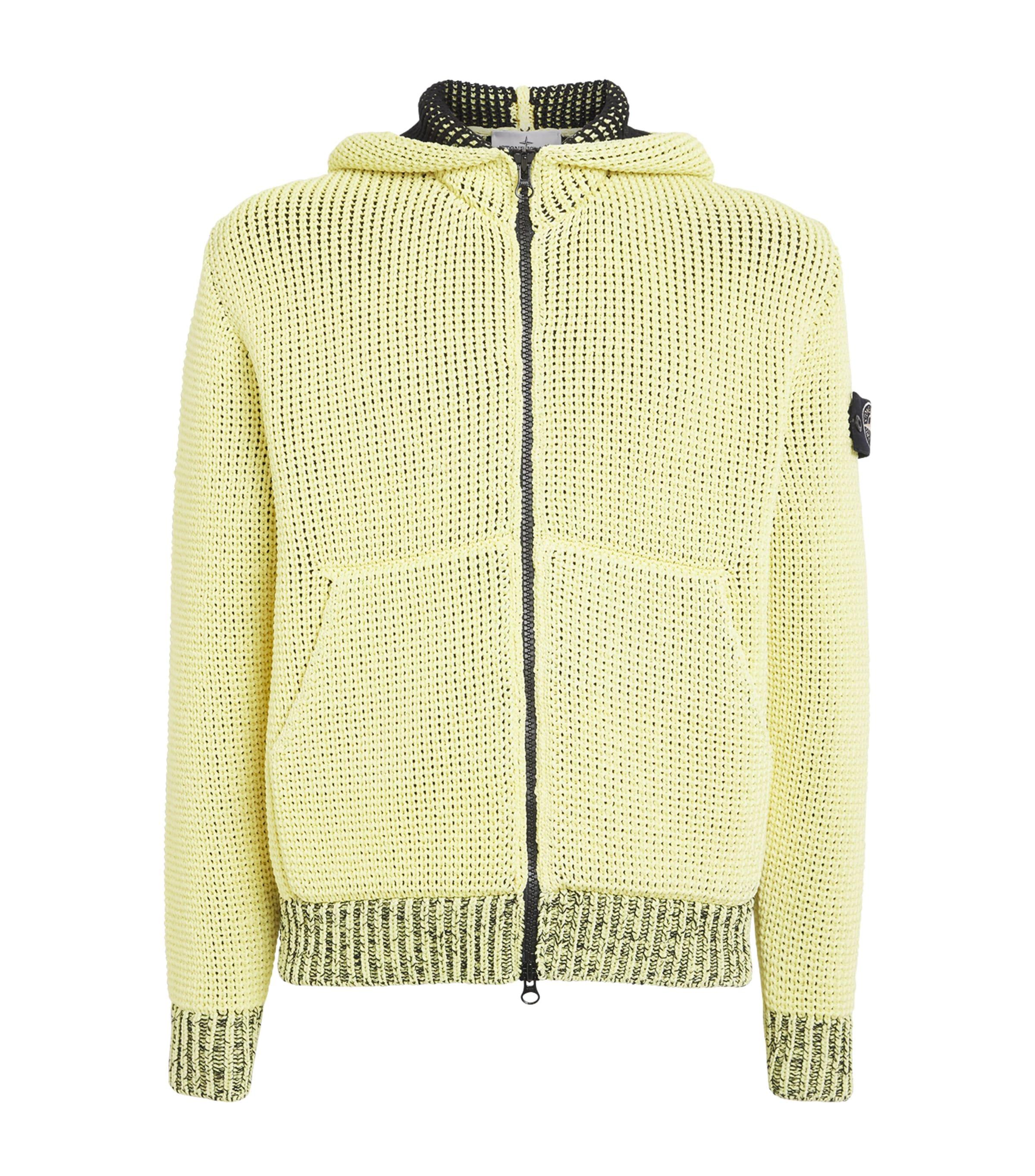 Stone Island Uv-Reactive Knit Hoodie in Yellow for Men | Lyst