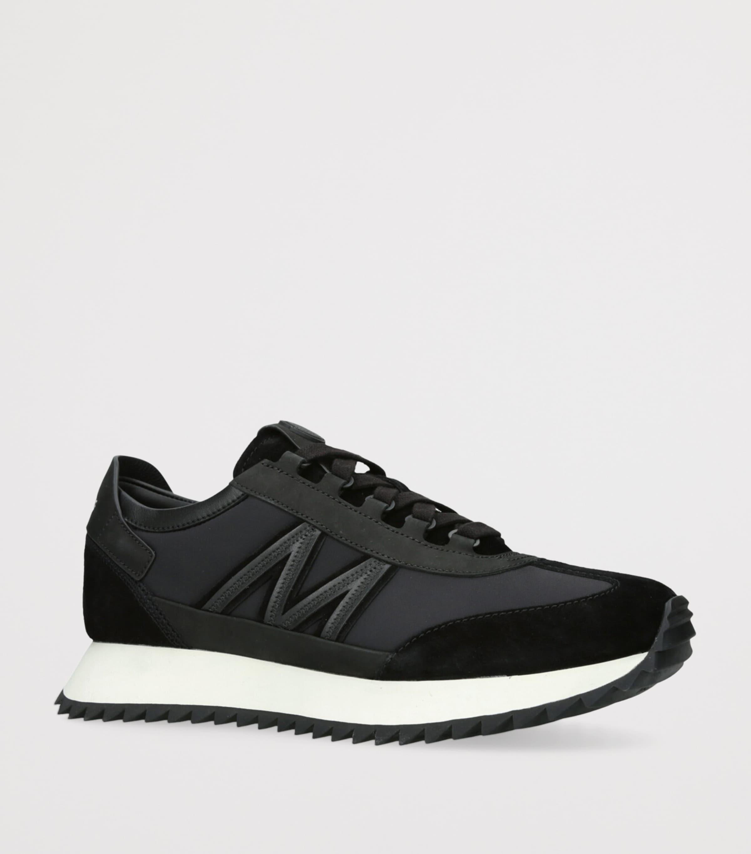 スニーカー MONCLER Men Sneakers K109A4M00160M3457 BLACK Dark Grey Monaco2 Leather & Nubuck Sneakers - Sneakers for