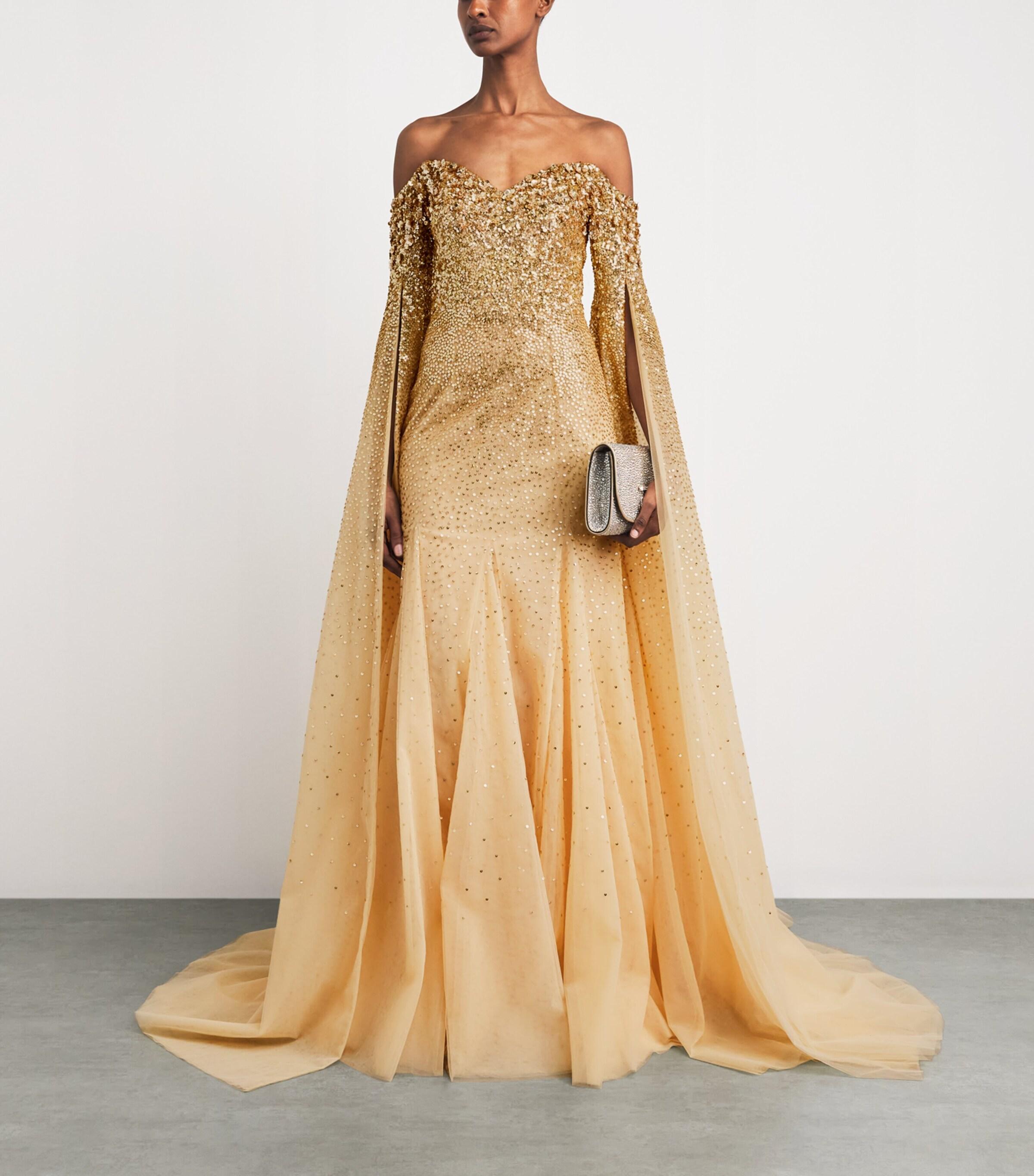 green emerald velvet dress Pamella Roland: Tulle Sequin Gown main image 0