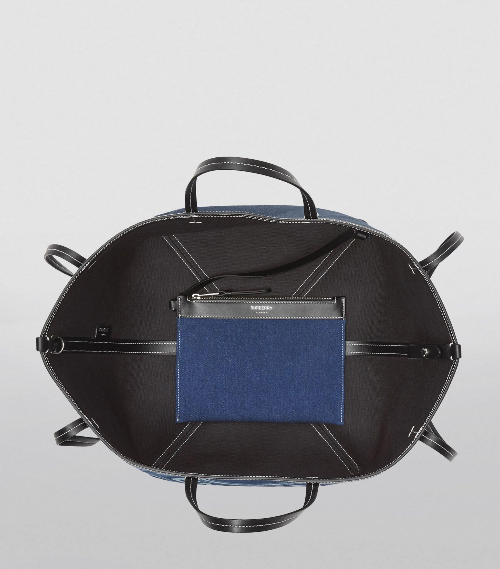 Burberry Mini Denim Beach Tote Bag in Blue | Lyst