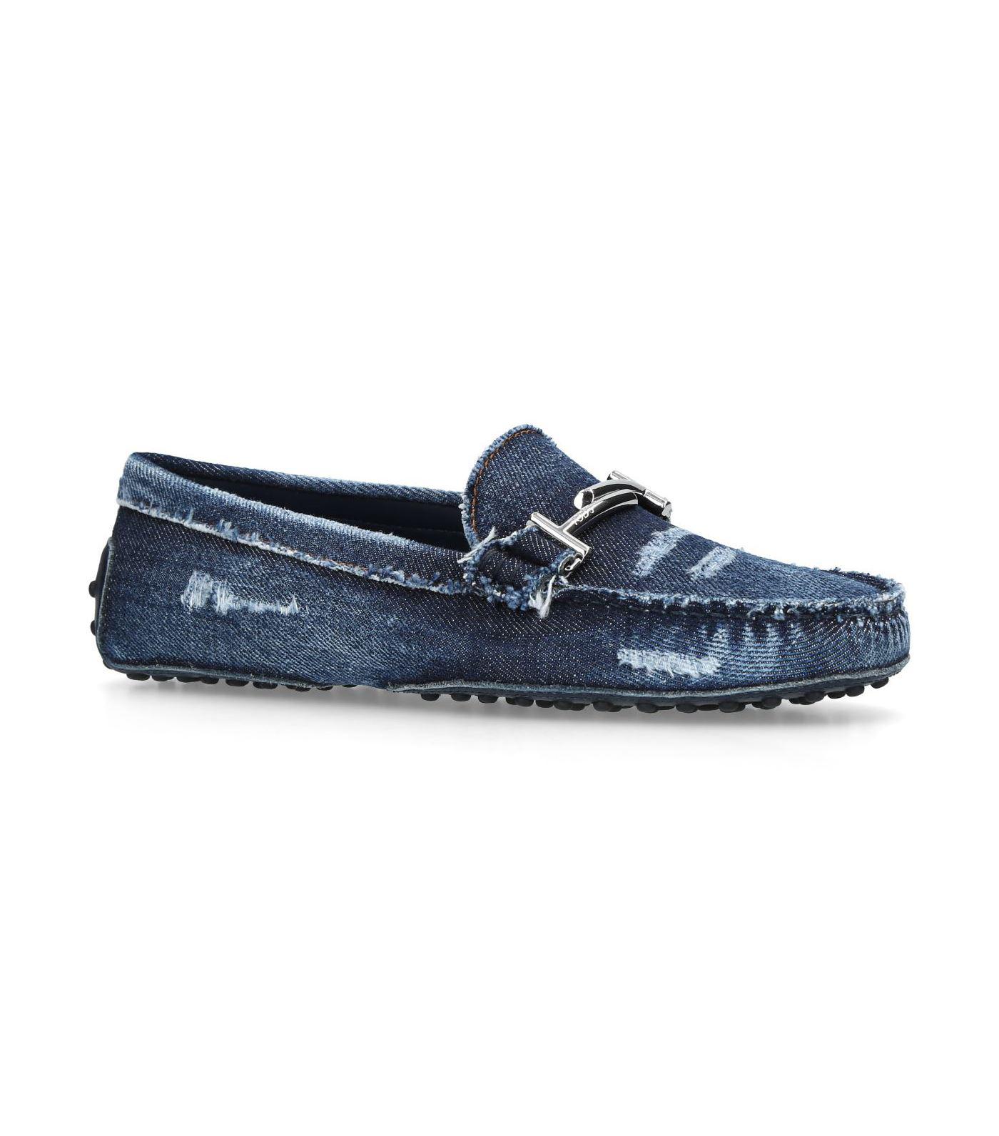 Tod's Doppia Denim Moccasins in Blue - Lyst