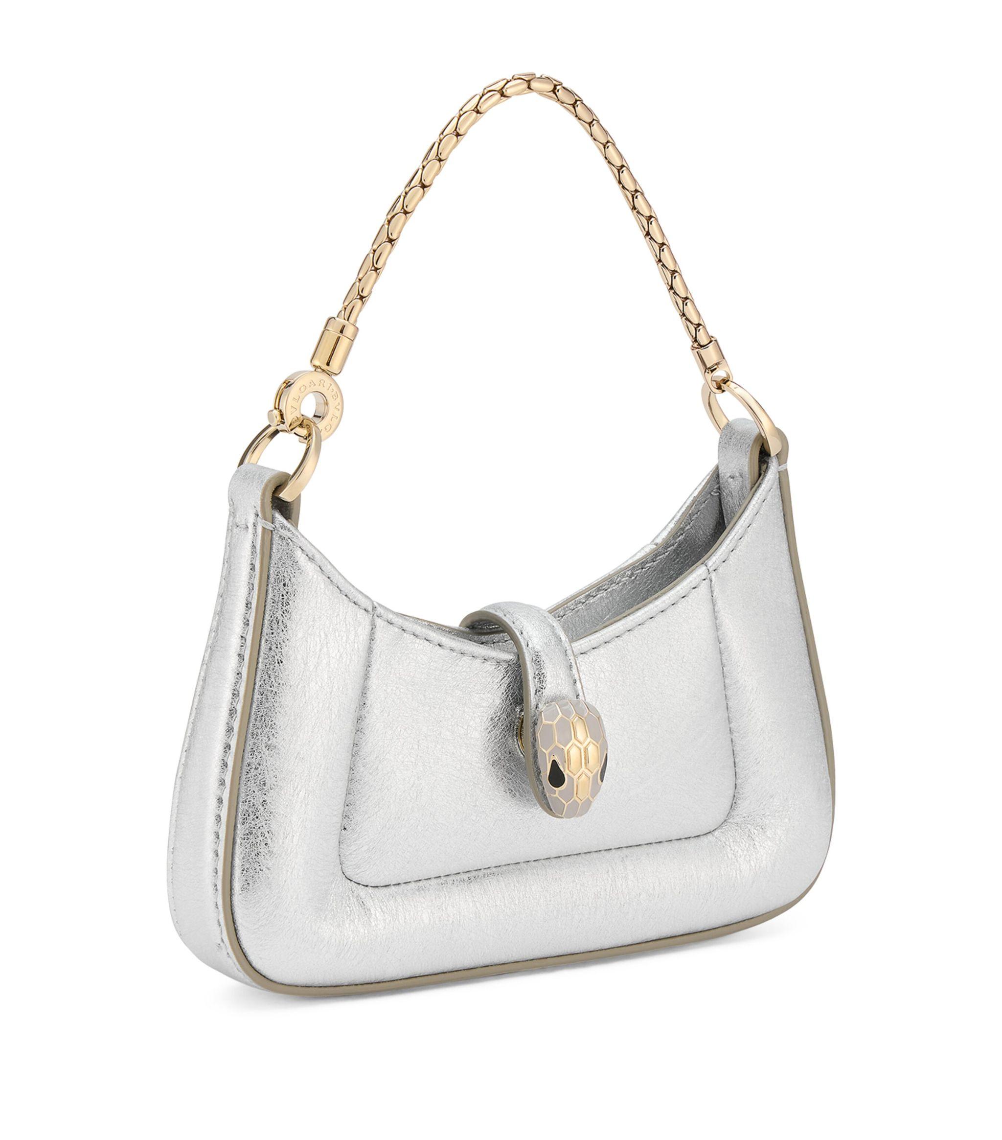 BVLGARI Mini Leather Serpenti Baia Shoulder Bag in White | Lyst