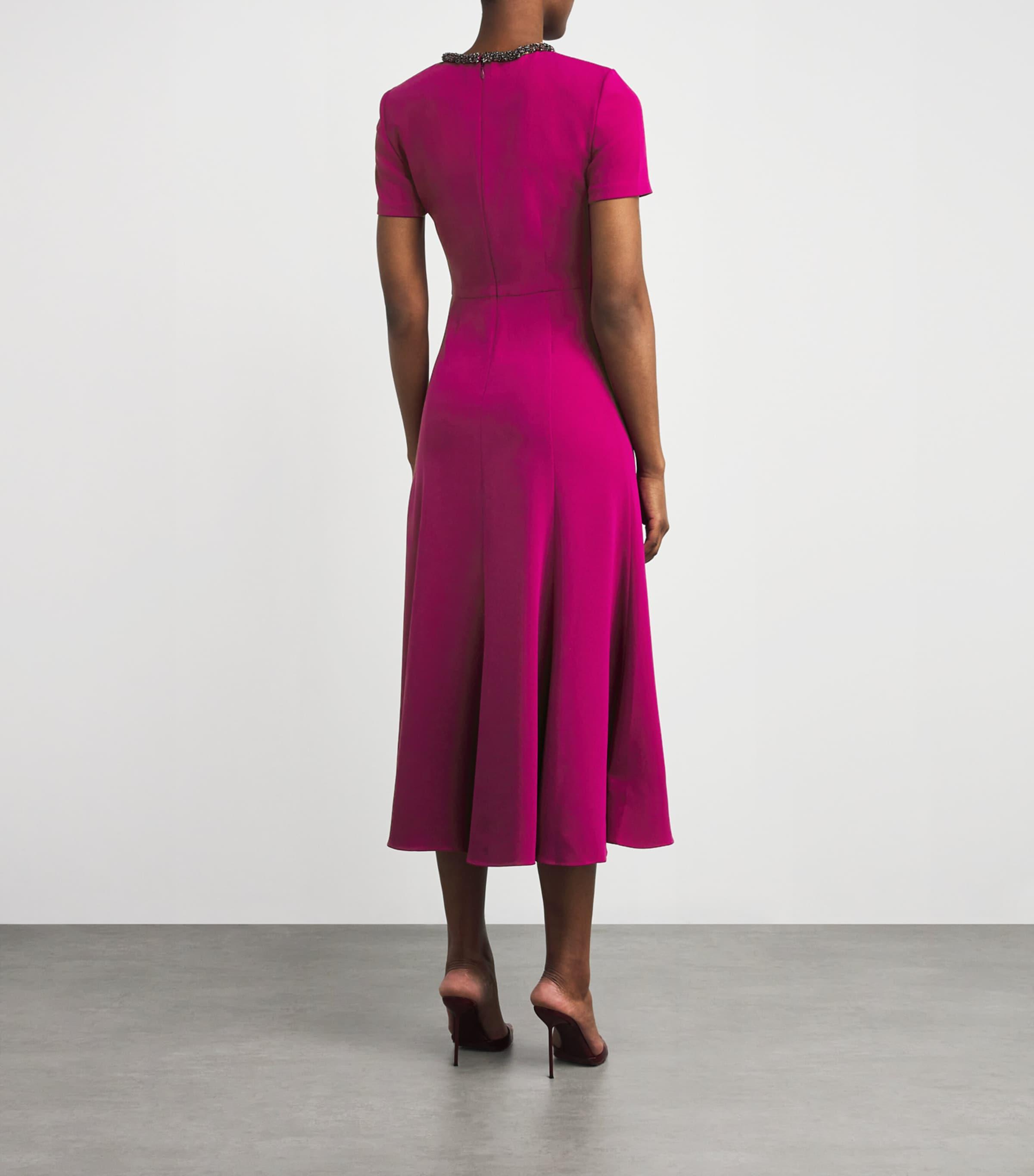 roland mouret burgundy dress Roland Mouret Myrtha Folded Sheath Dress Fuchsia Wool Crepe Size US 8
