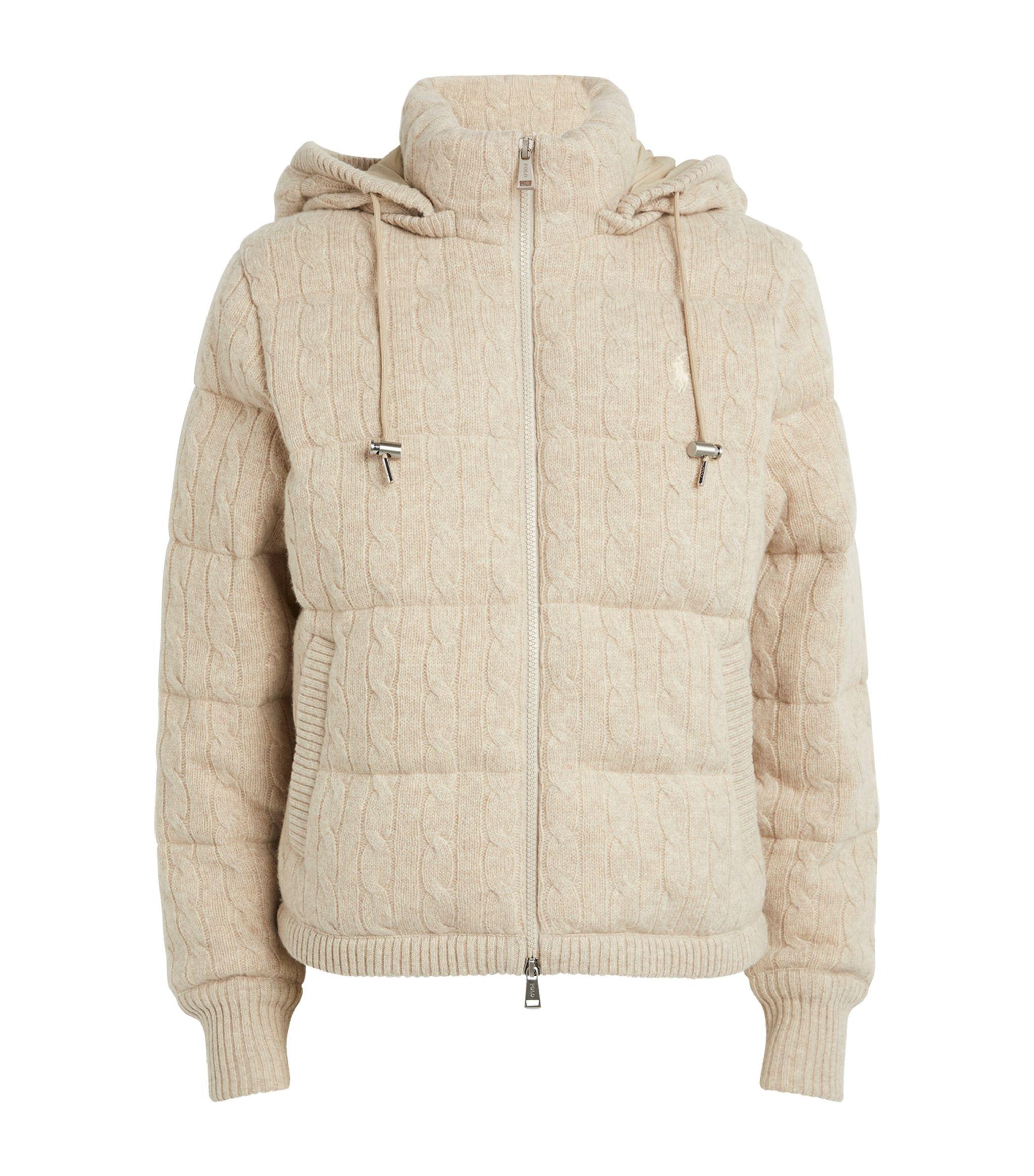 Polo Ralph Lauren Cable-knit Quilted Padded Wool And