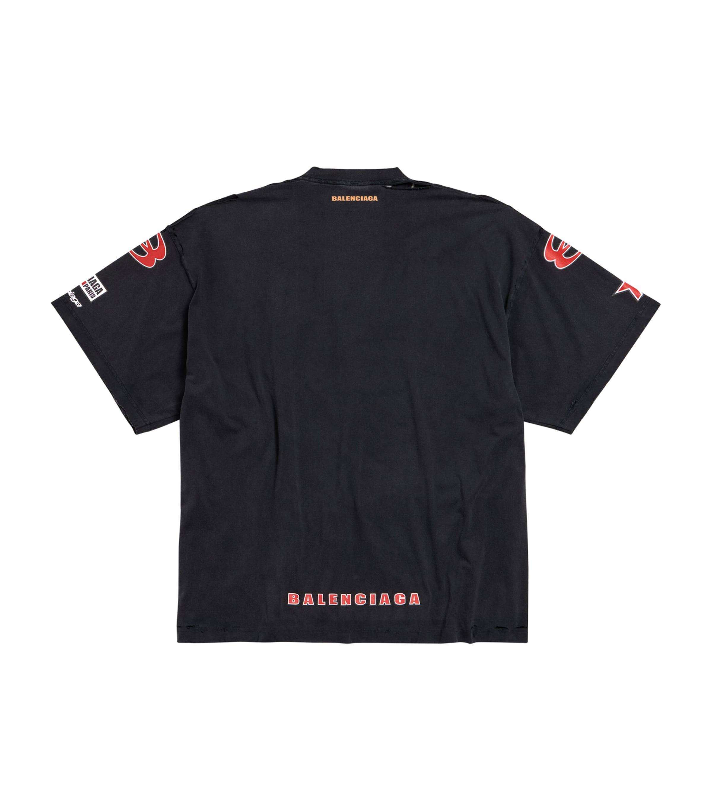 Balenciaga Oversized Distressed Logo T-Shirt in Black for Men | Lyst