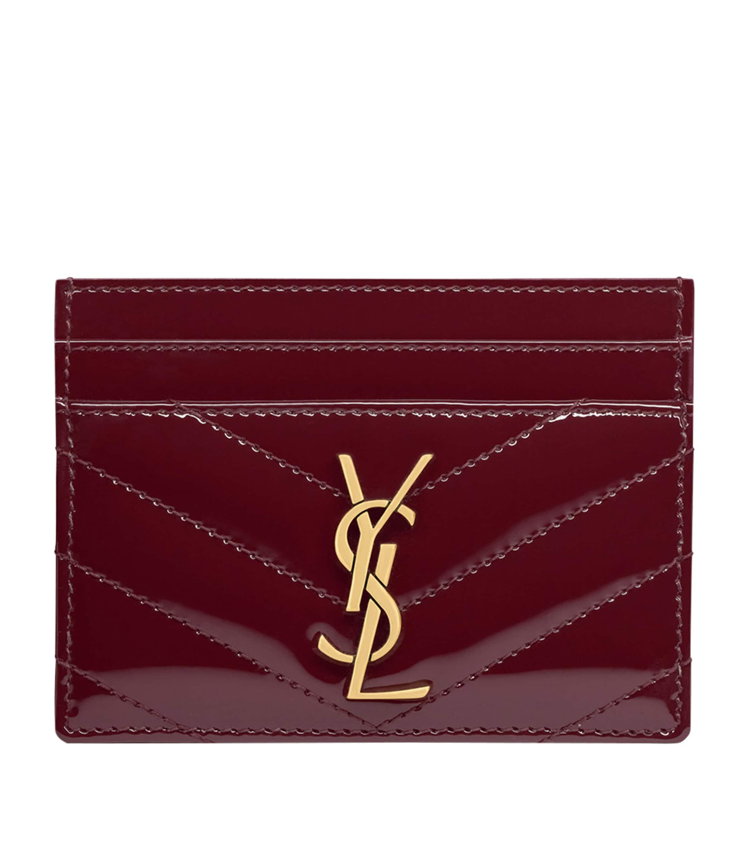★Saint Laurent★ Monogram Matelasse Card Holder Red Gold 42 Saint Laurent Monogram Matelassé Card Holder in Red | Lyst