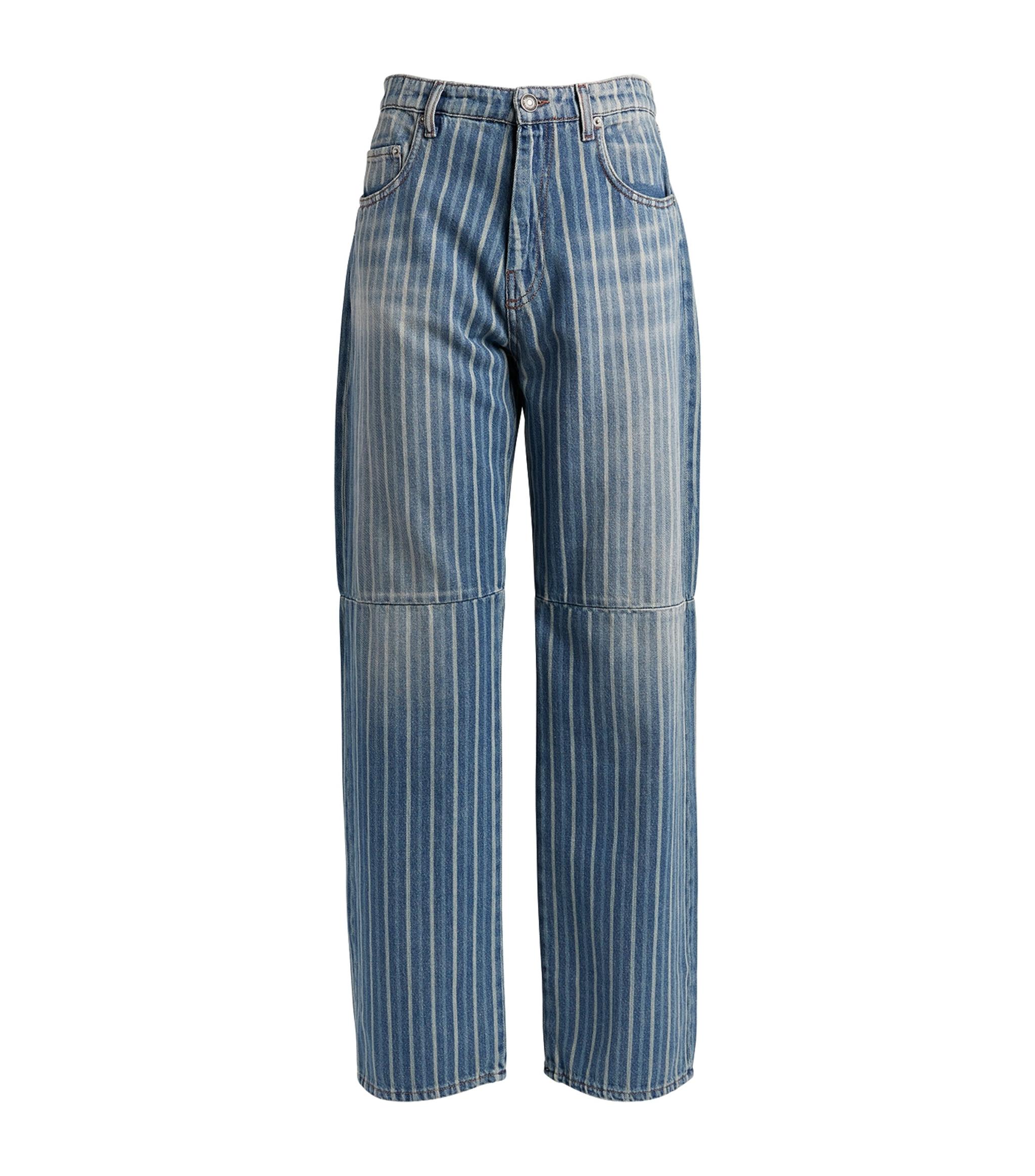 Sportmax Striped Murge Low-rise Wide-leg Jeans in Blue | Lyst