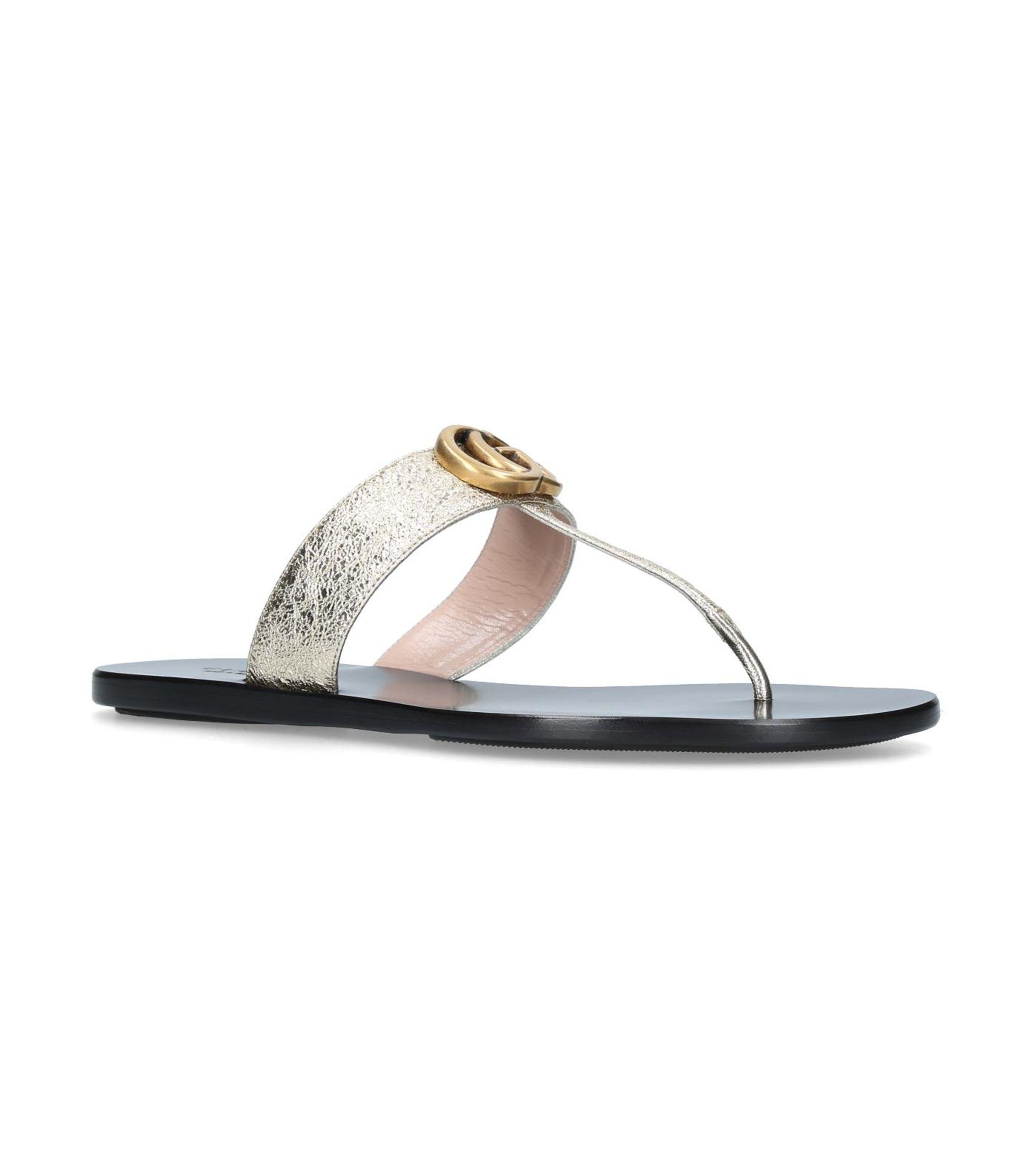 Gucci Leather Marmont Sandals in White - Lyst