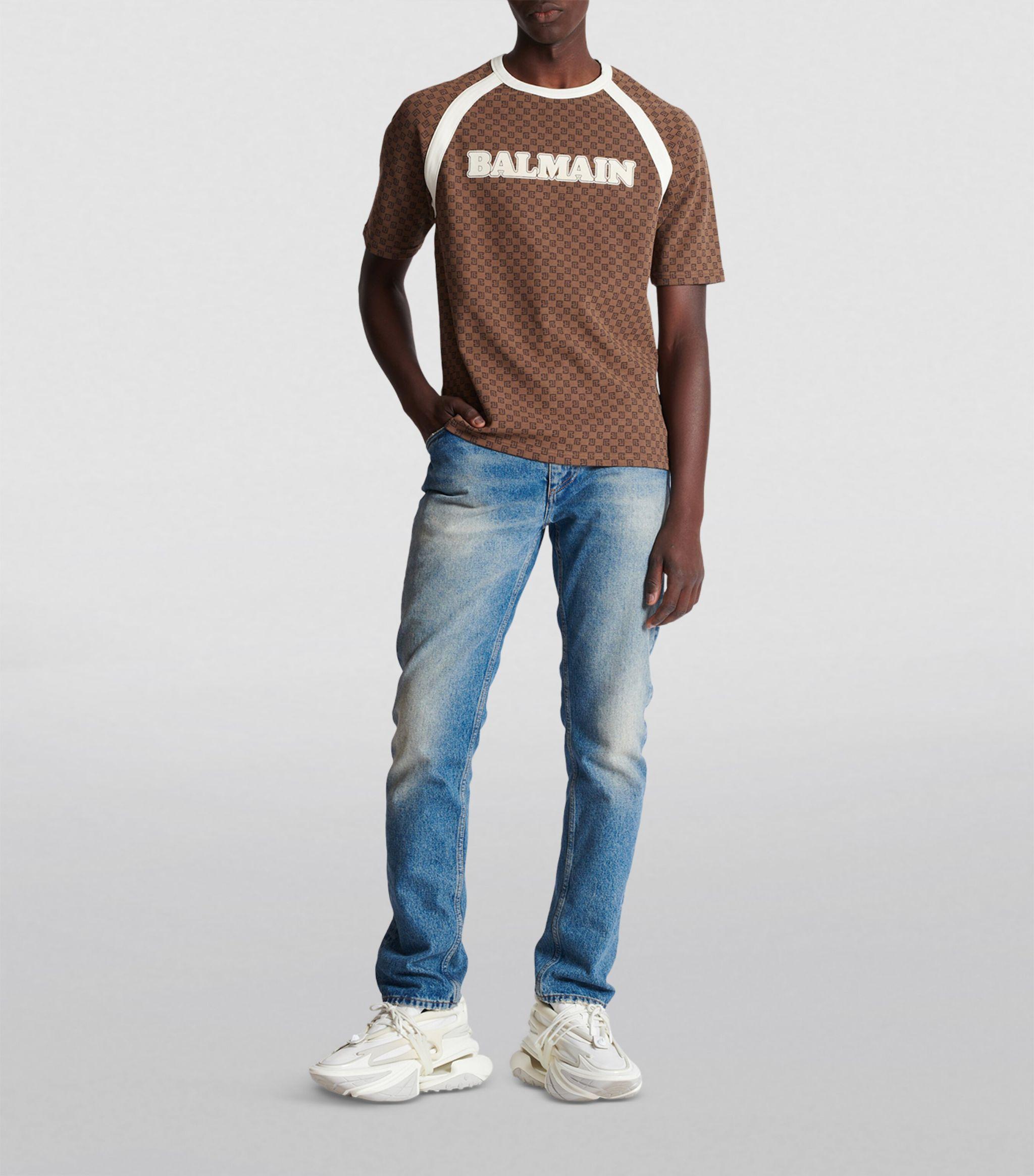 Balmain Monogram Logo T-shirt in Brown for Men | Lyst
